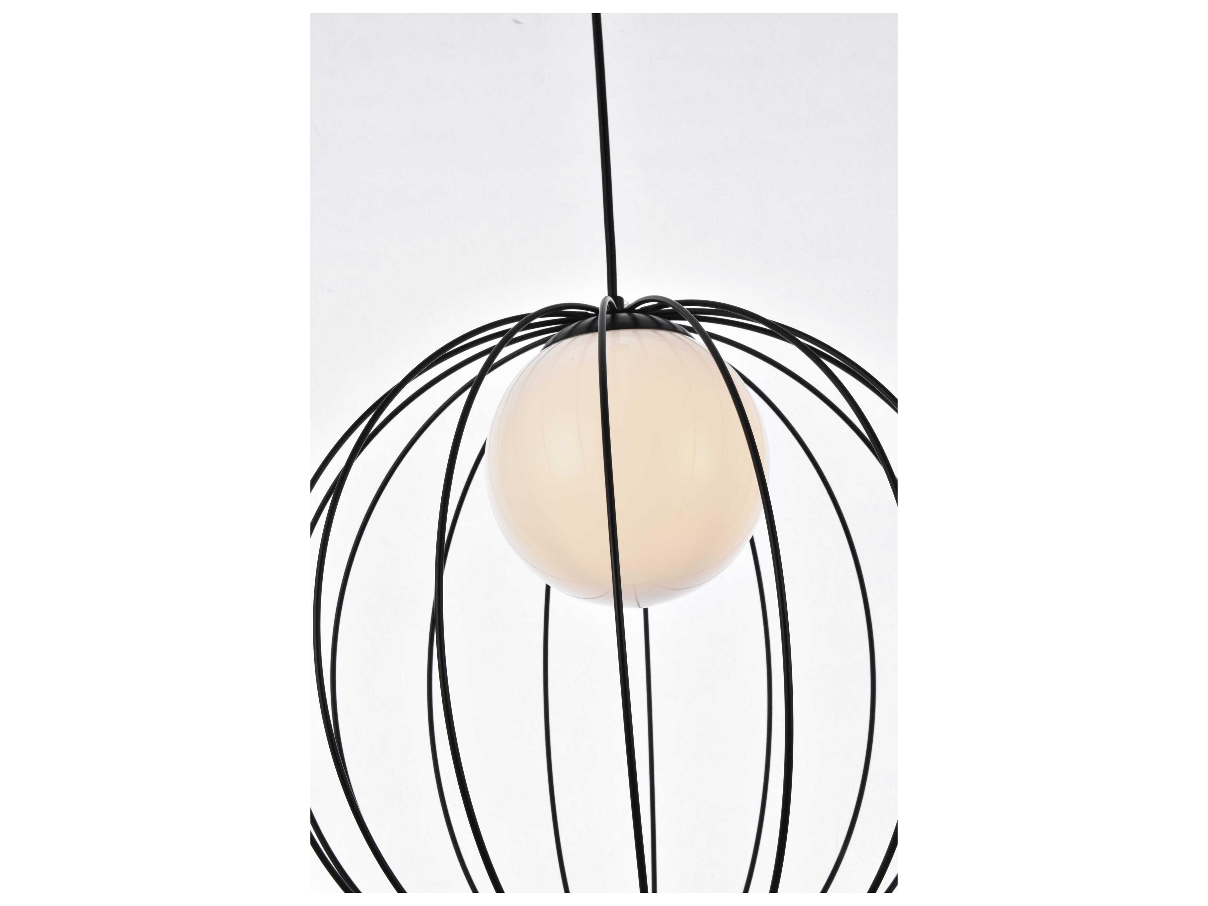 Elegant Lighting Wetzel 1-Light Black And White Glass Globe Pendant