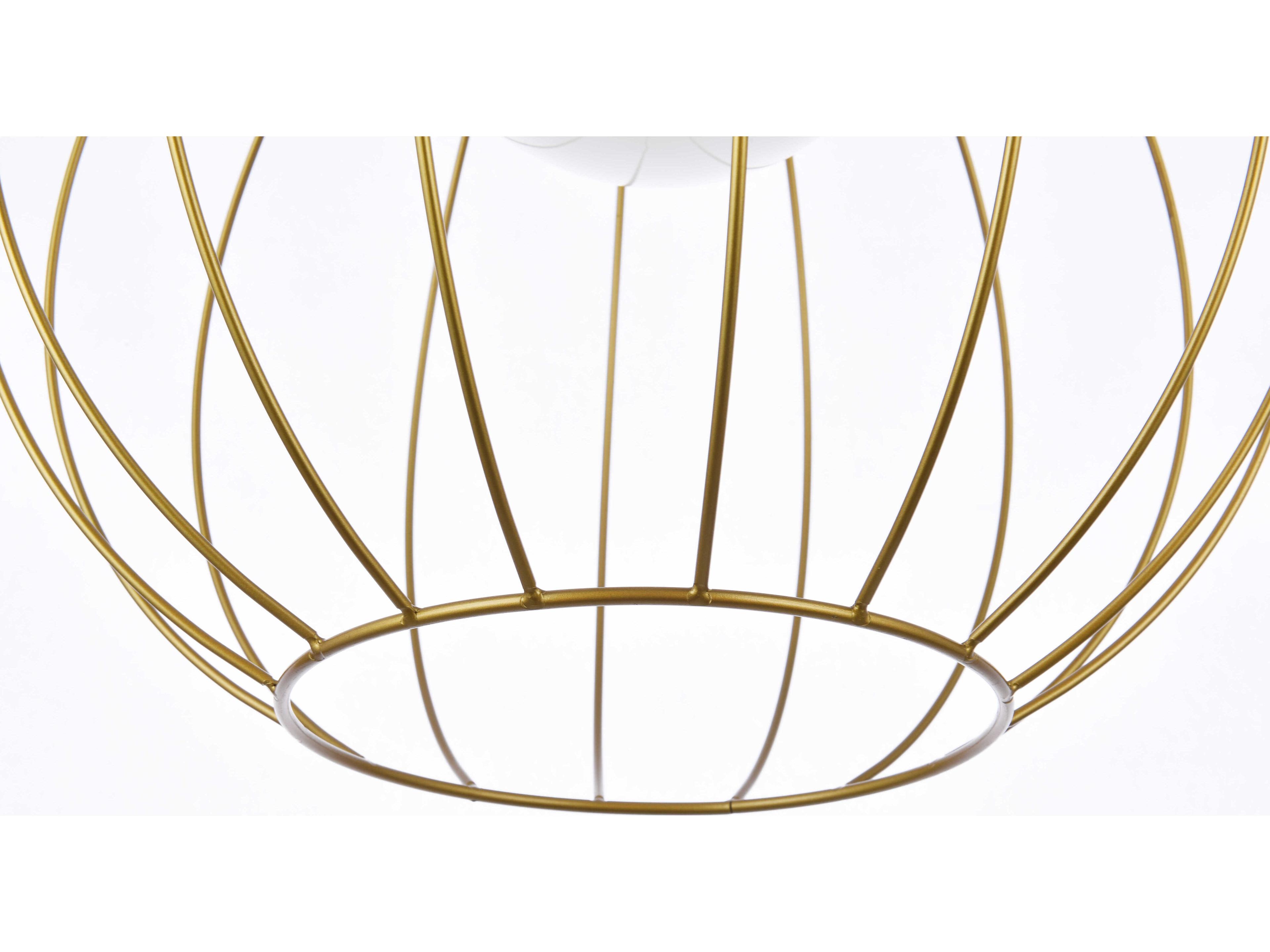 Elegant Lighting Wetzel 1-Light Brass And White Glass Globe Pendant