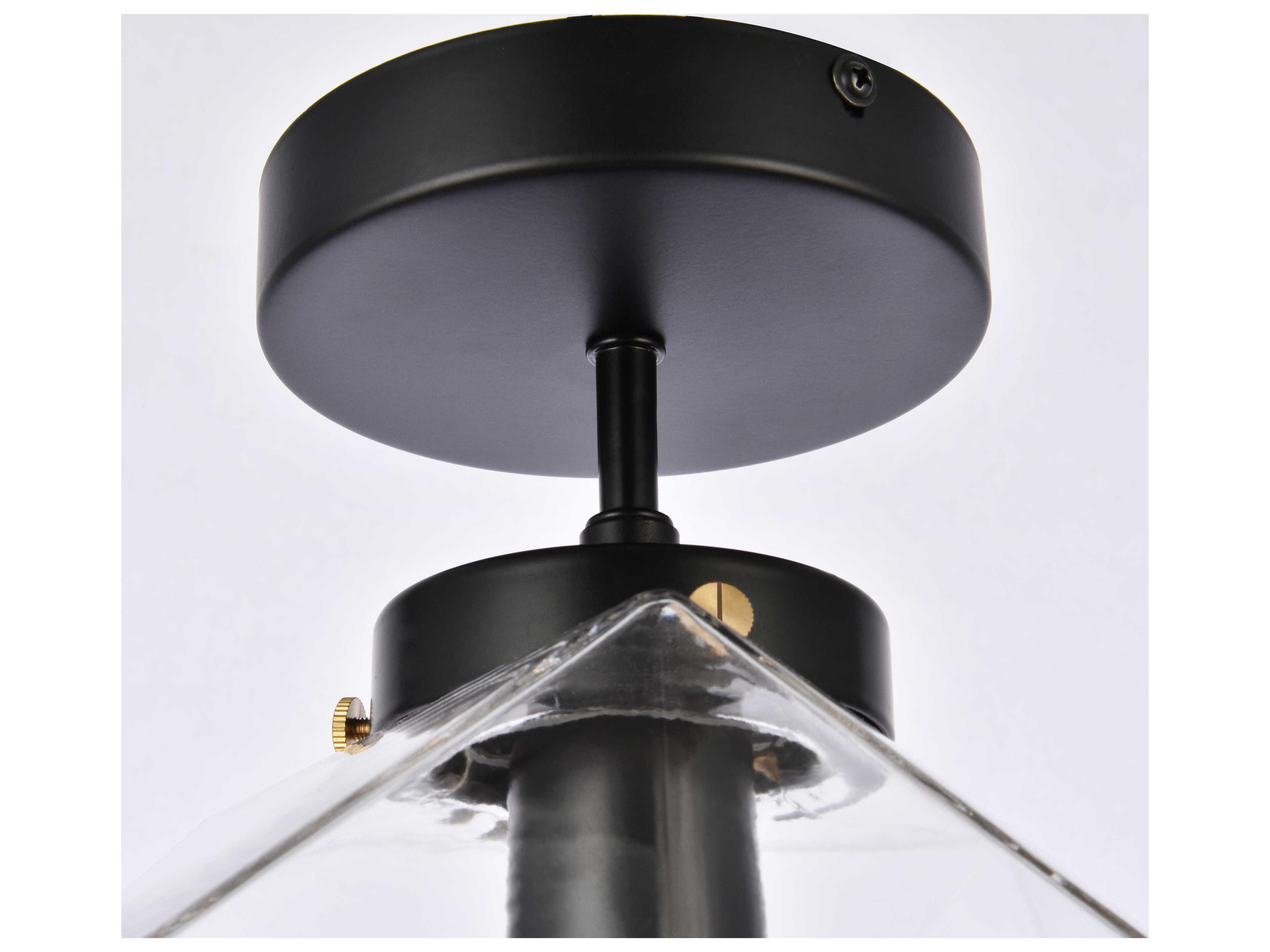 Elegant Lighting Lawrence 1-Light Black And Clear Glass Geometric Semi Flush Mount