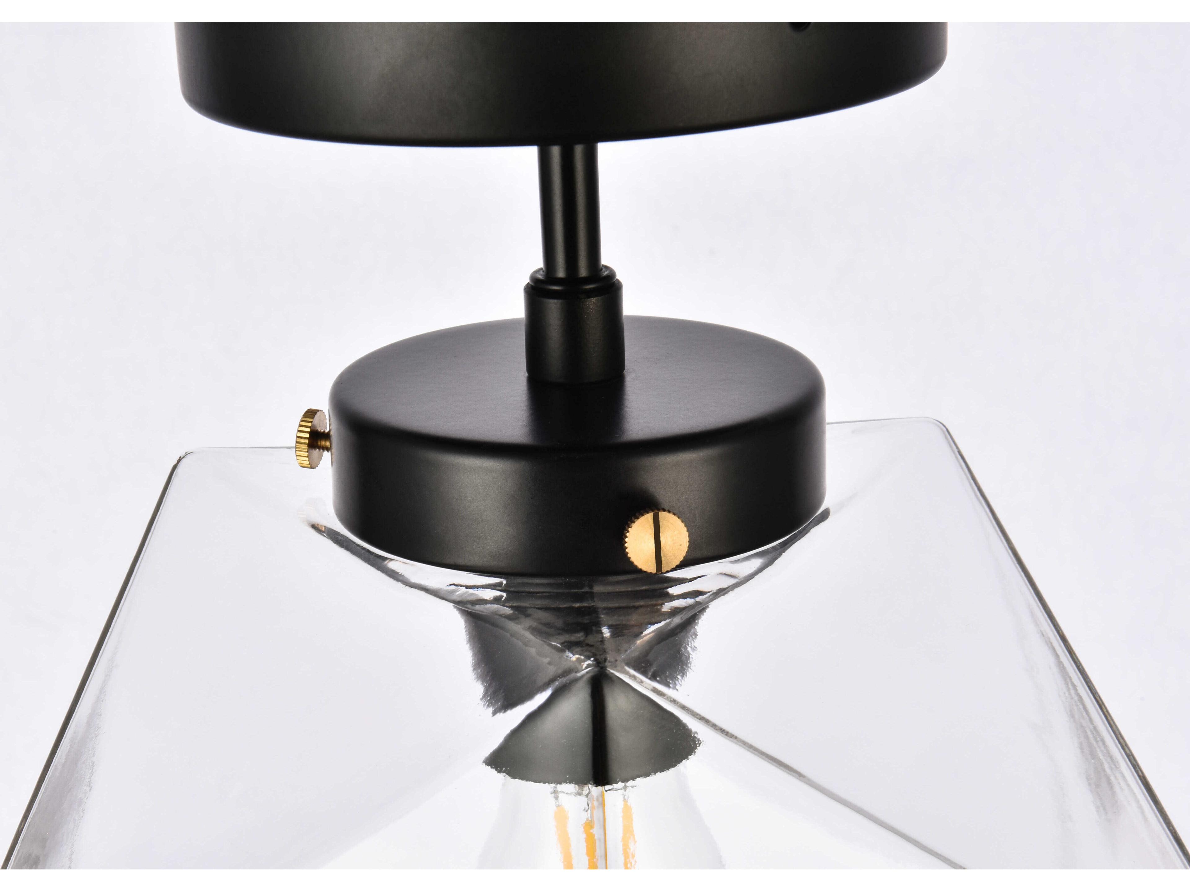 Elegant Lighting Lawrence 1-Light Black And Clear Glass Geometric Semi Flush Mount