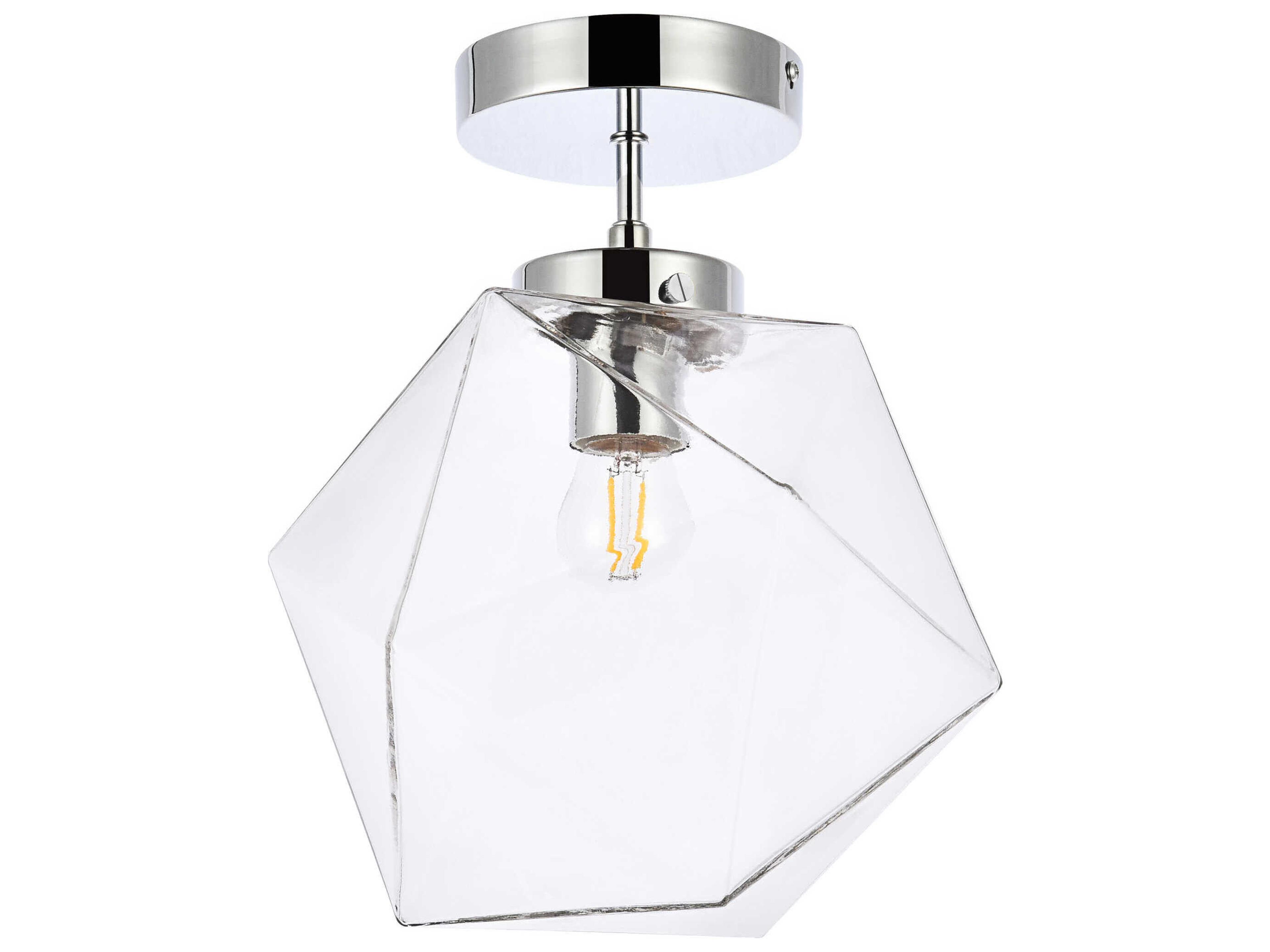 Lawrence 1-Light Chrome And Clear Glass Geometric Semi Flush Mount
