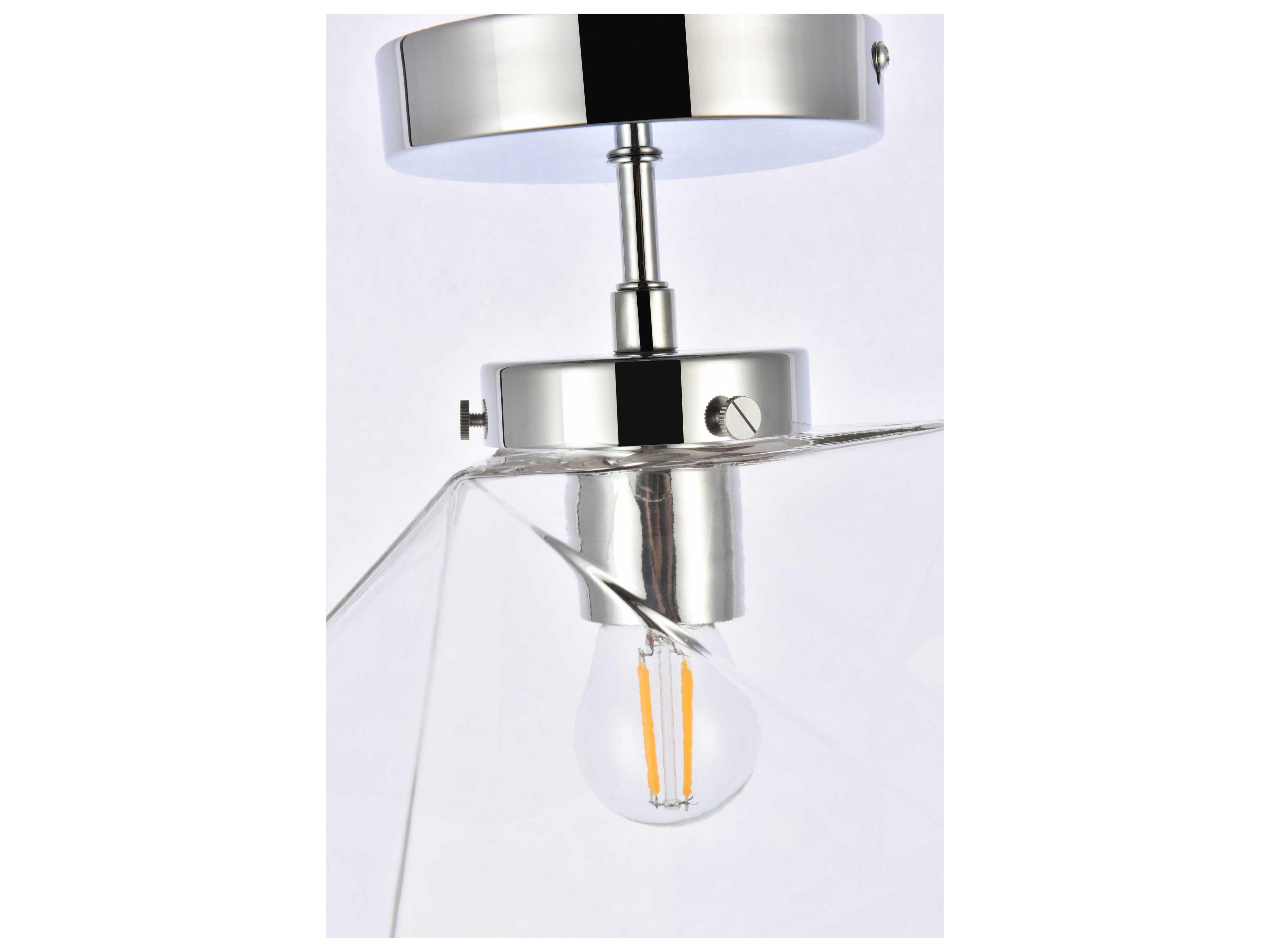 Elegant Lighting Lawrence 1-Light Chrome And Clear Glass Geometric Semi Flush Mount
