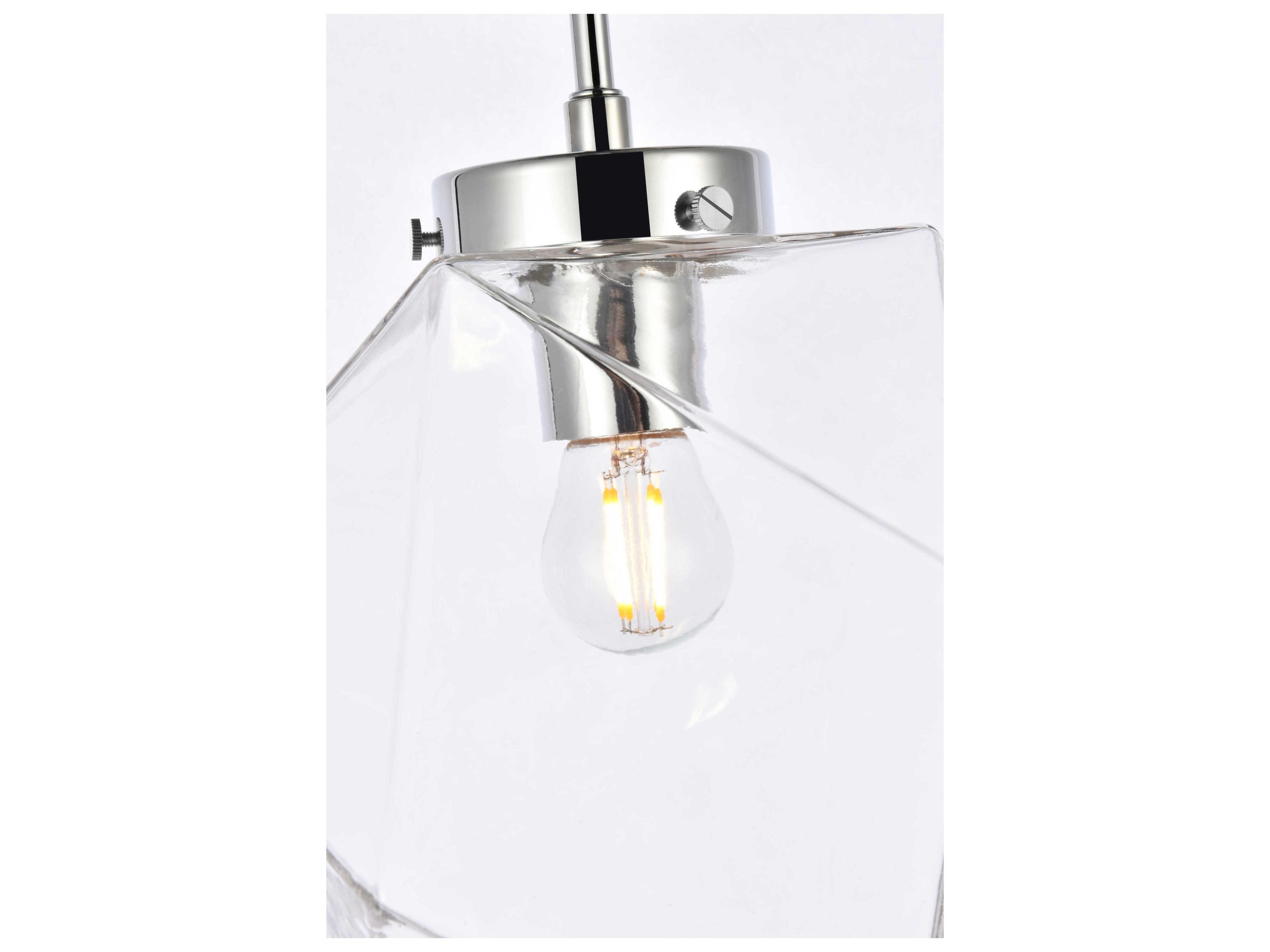 Elegant Lighting Lawrence 1-Light Chrome And Clear Glass Geometric Semi Flush Mount