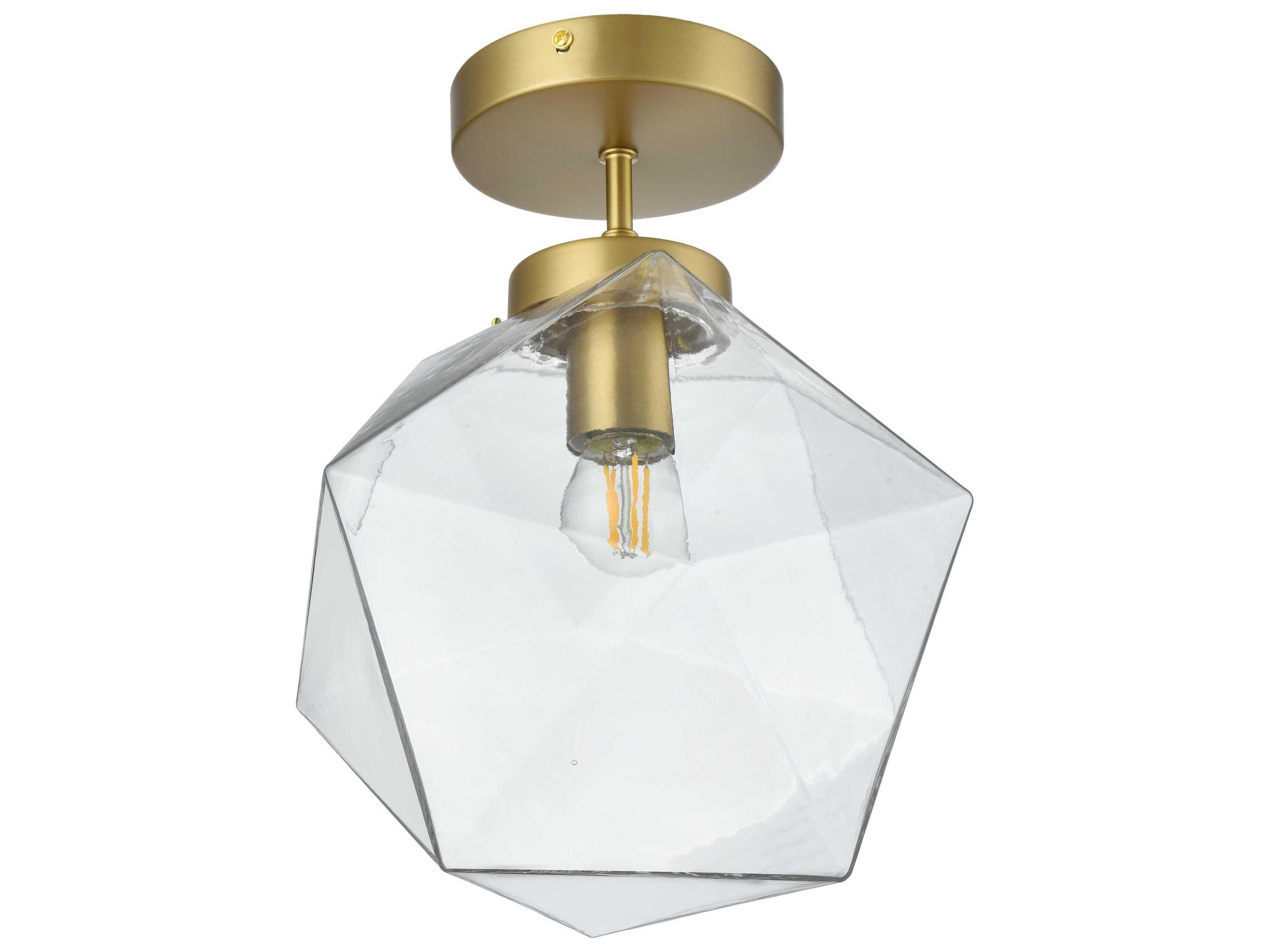 Elegant Lighting Lawrence 1-Light Satin Gold Geometric Semi Flush Mount