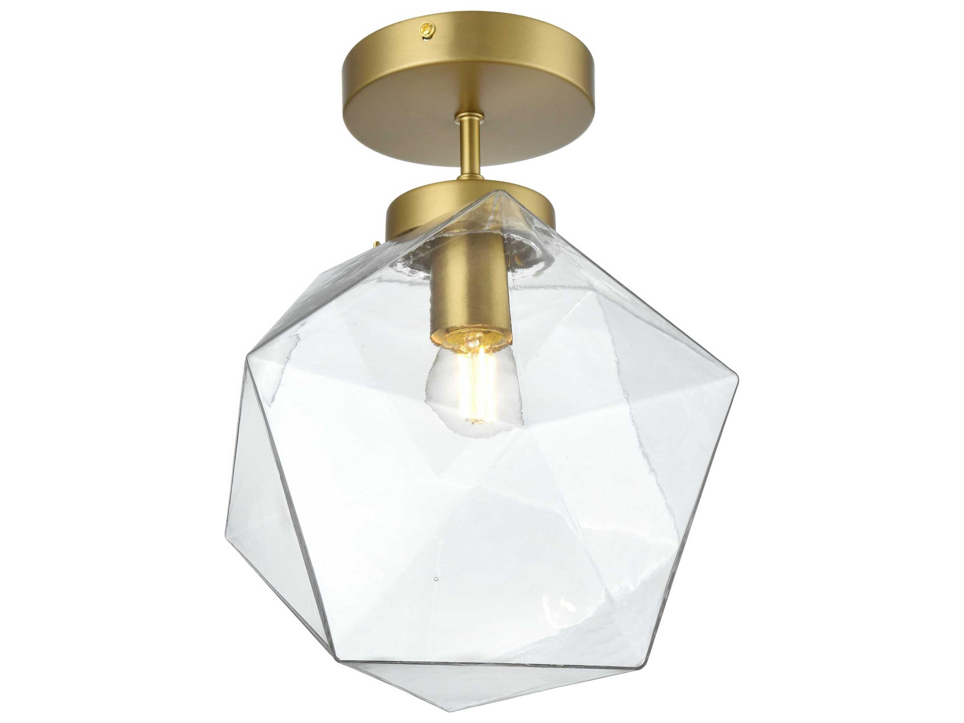 Elegant Lighting Lawrence 1-Light Satin Gold Geometric Semi Flush Mount