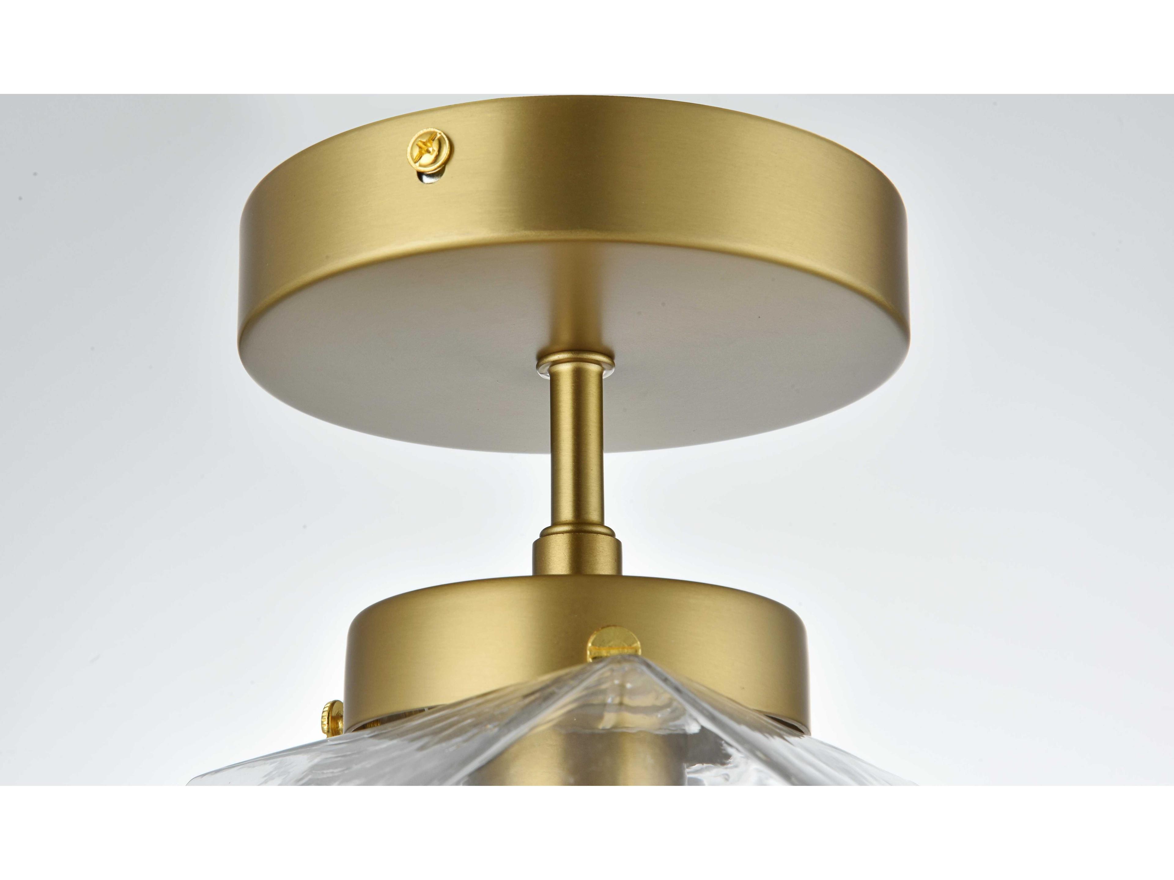 Elegant Lighting Lawrence 1-Light Satin Gold Geometric Semi Flush Mount