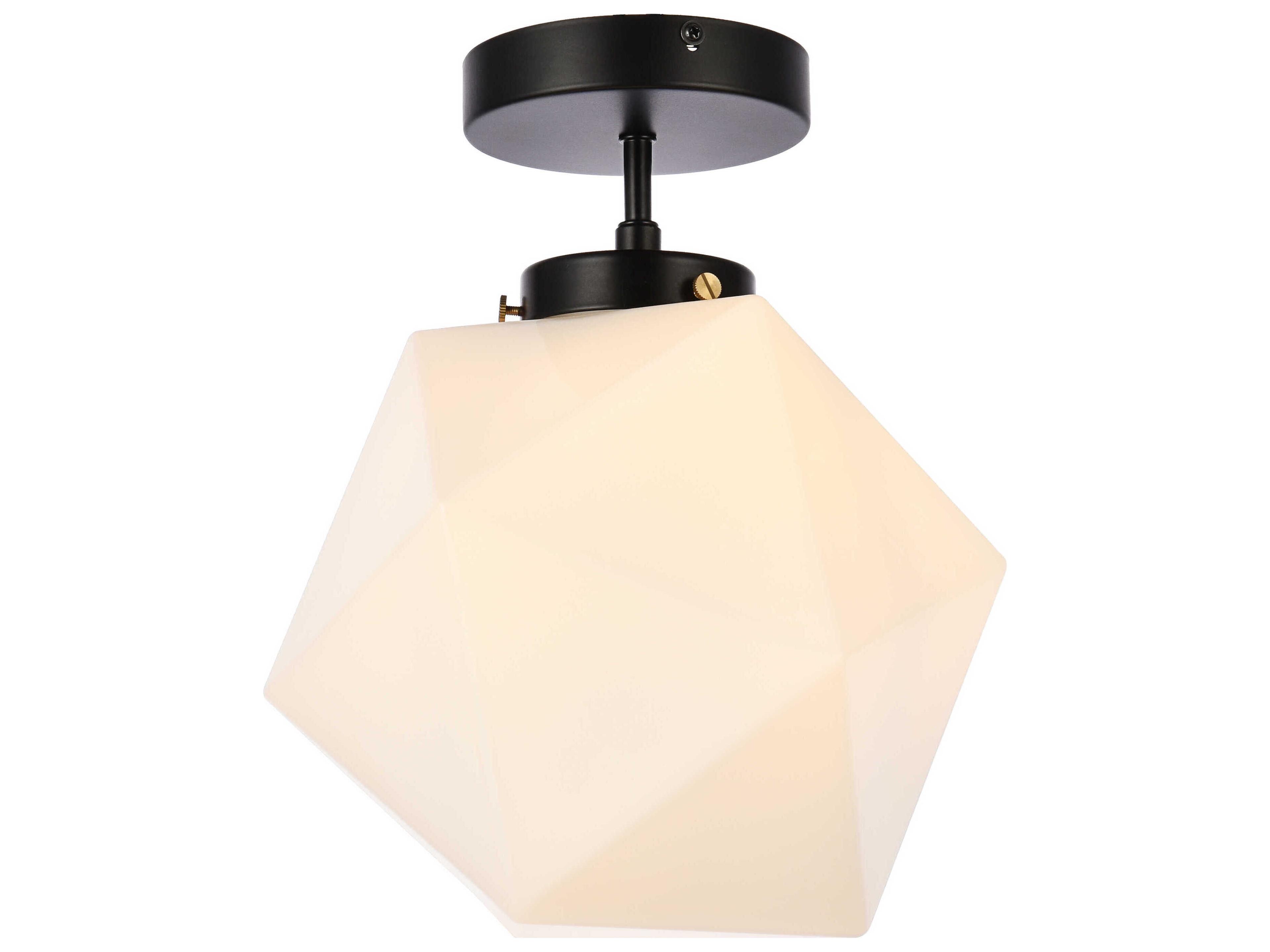 Lawrence 1-Light Black And White Glass Semi Flush Mount