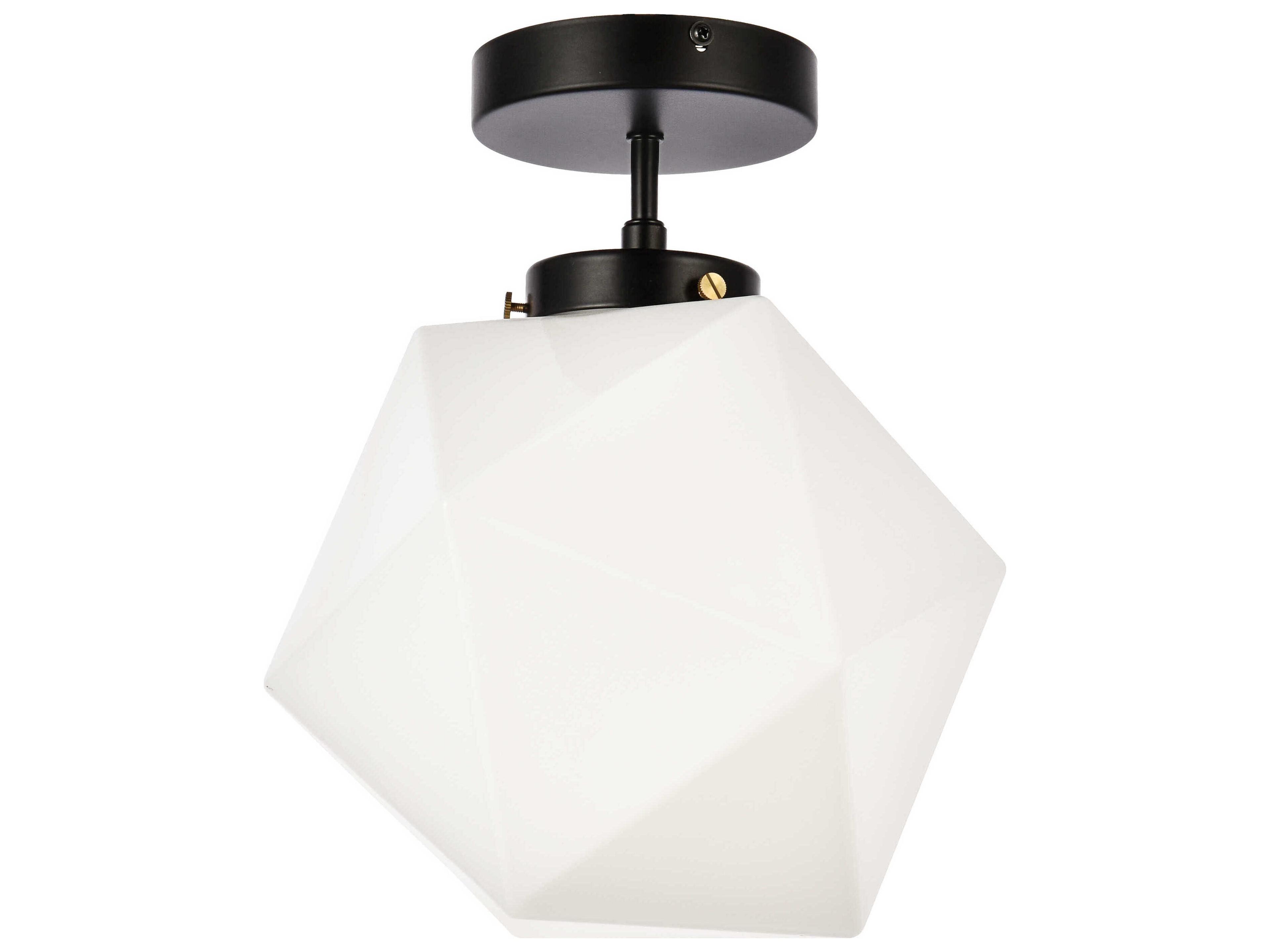 Elegant Lighting Lawrence 1-Light Black And White Glass Semi Flush Mount