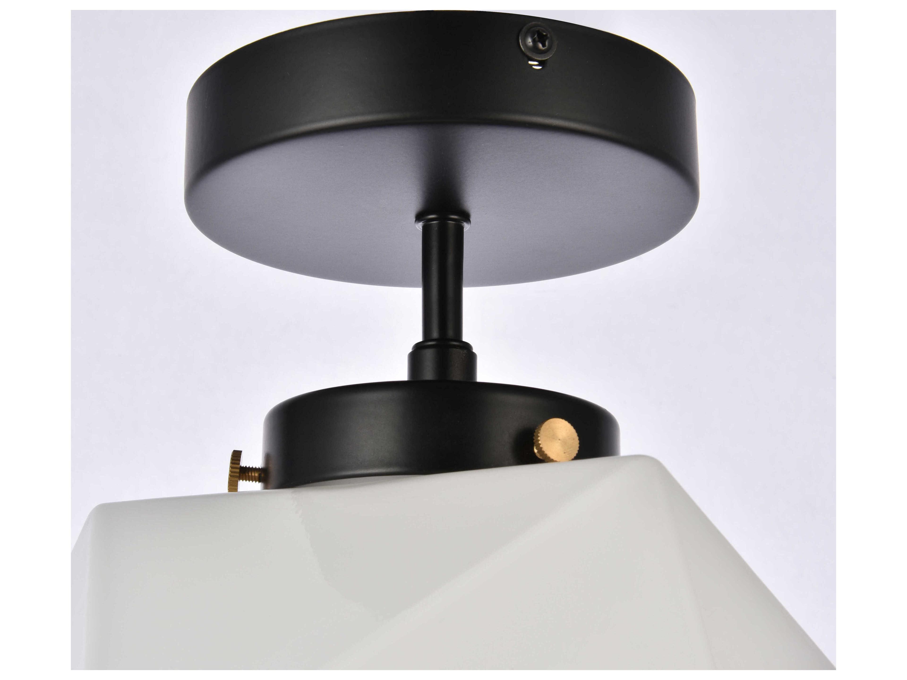 Elegant Lighting Lawrence 1-Light Black And White Glass Semi Flush Mount