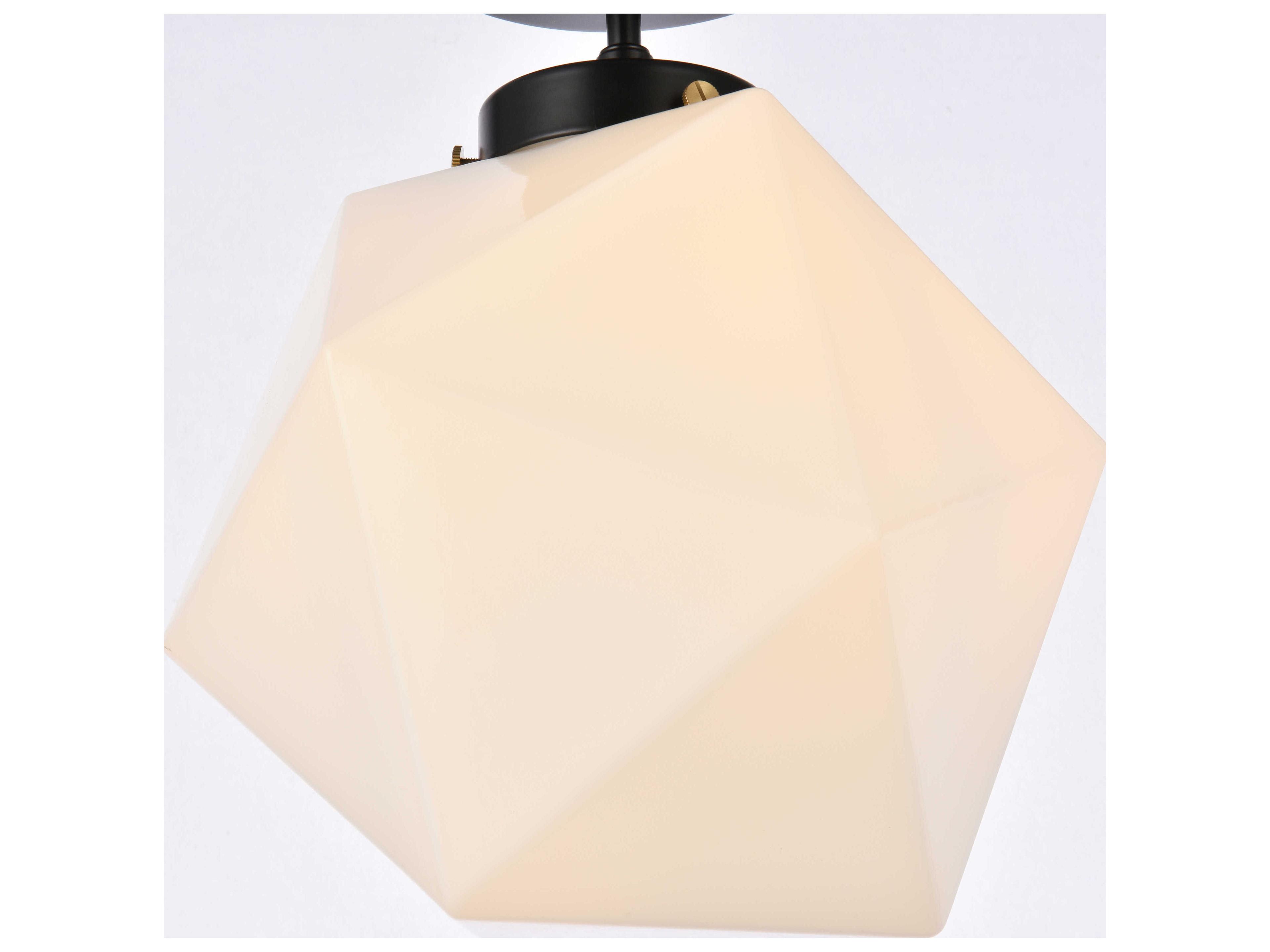 Elegant Lighting Lawrence 1-Light Black And White Glass Semi Flush Mount