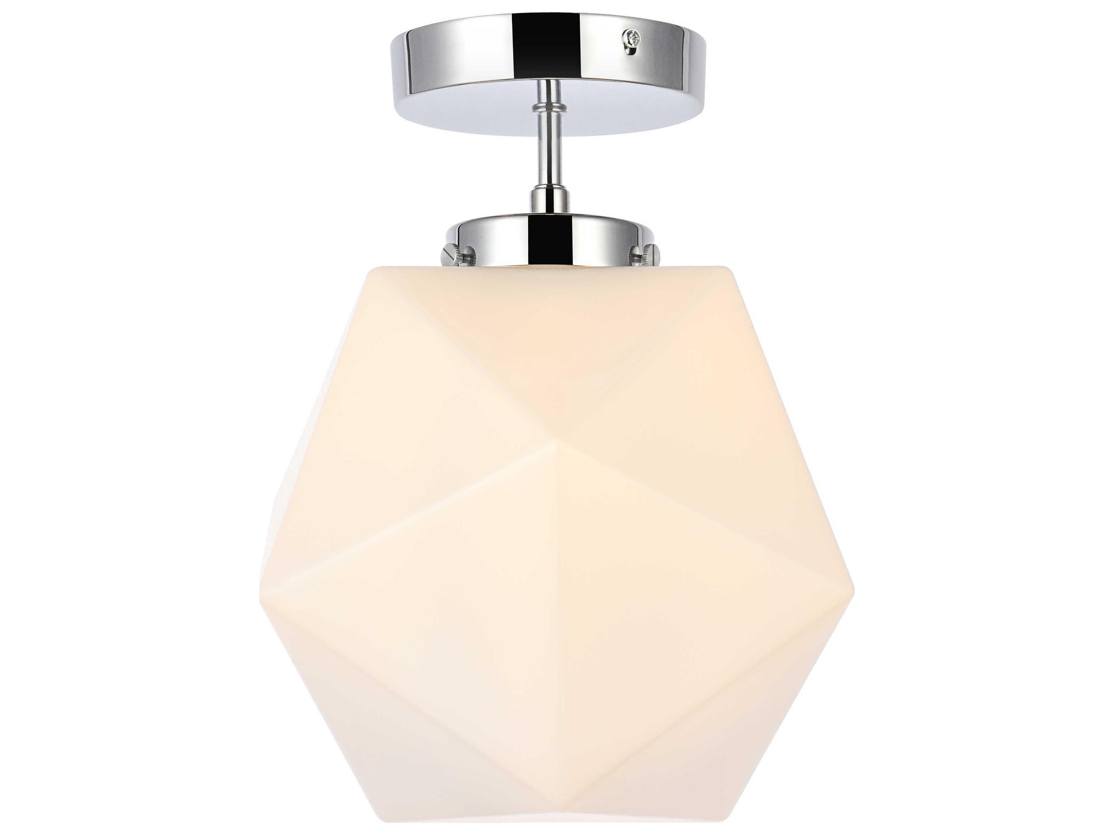 Elegant Lighting Lawrence 1-Light Chrome And White Glass Geometric Semi Flush Mount