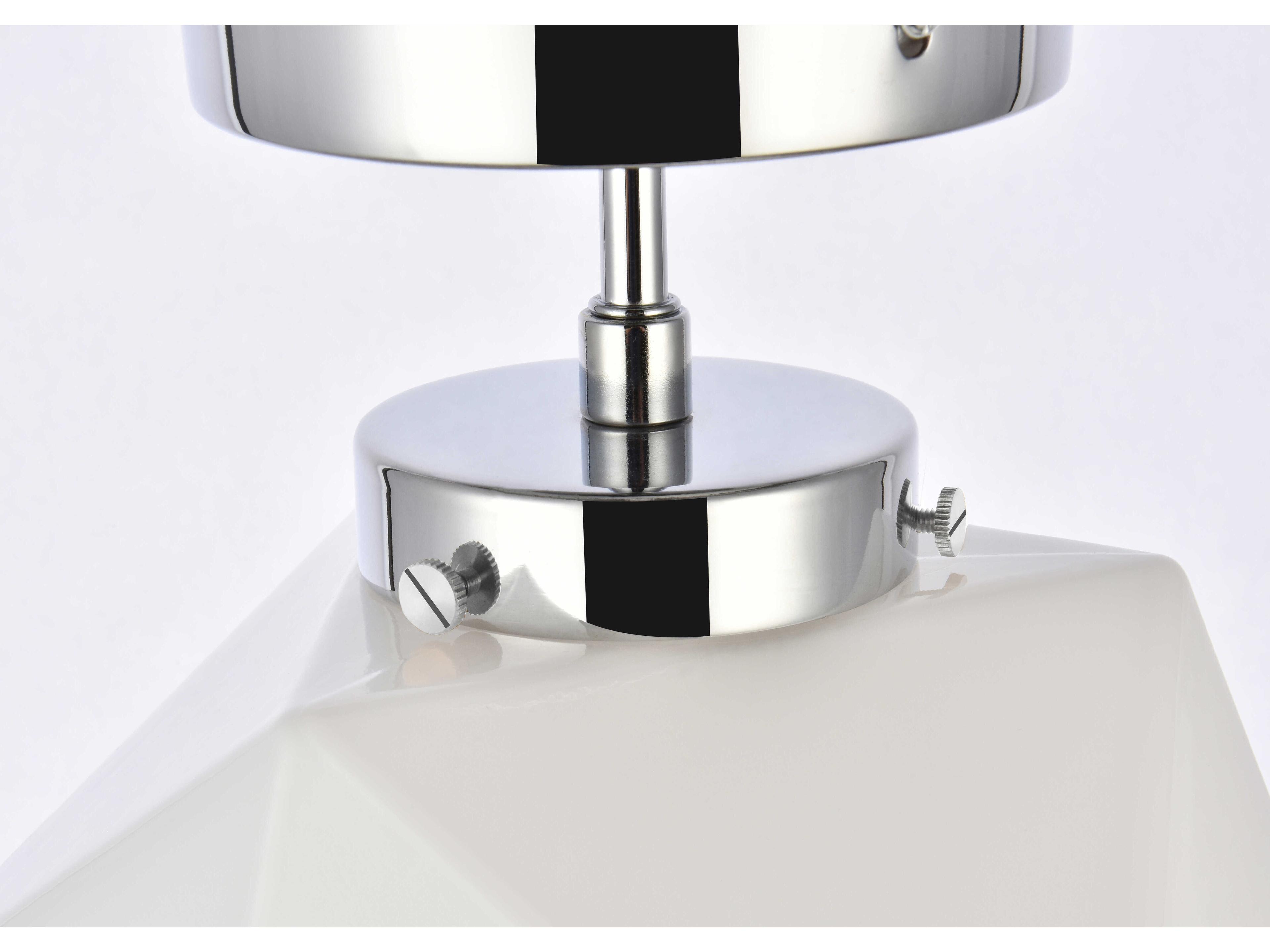 Elegant Lighting Lawrence 1-Light Chrome And White Glass Geometric Semi Flush Mount