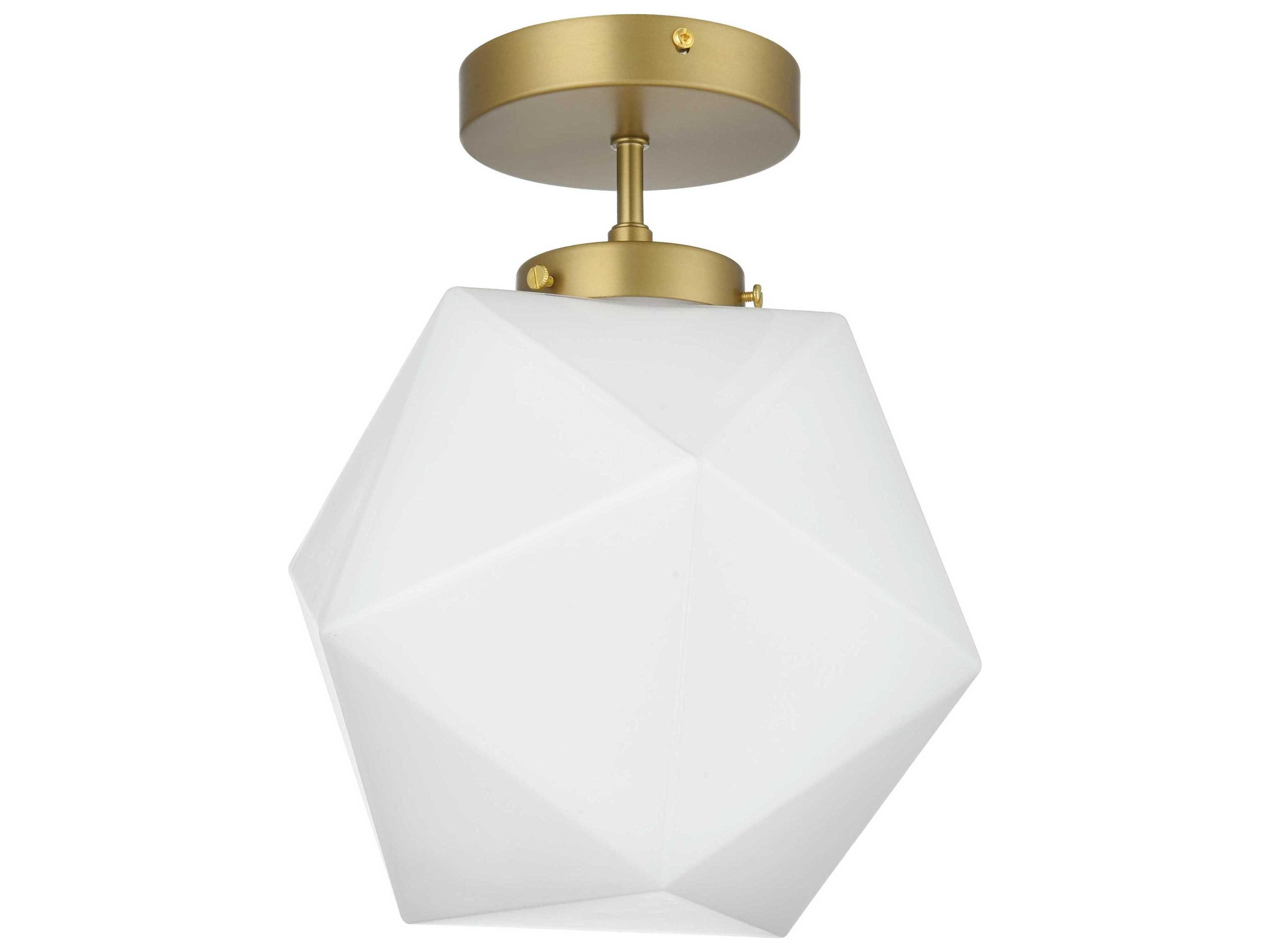 Elegant Lighting Lawrence 1-Light Satin Gold Geometric Semi Flush Mount