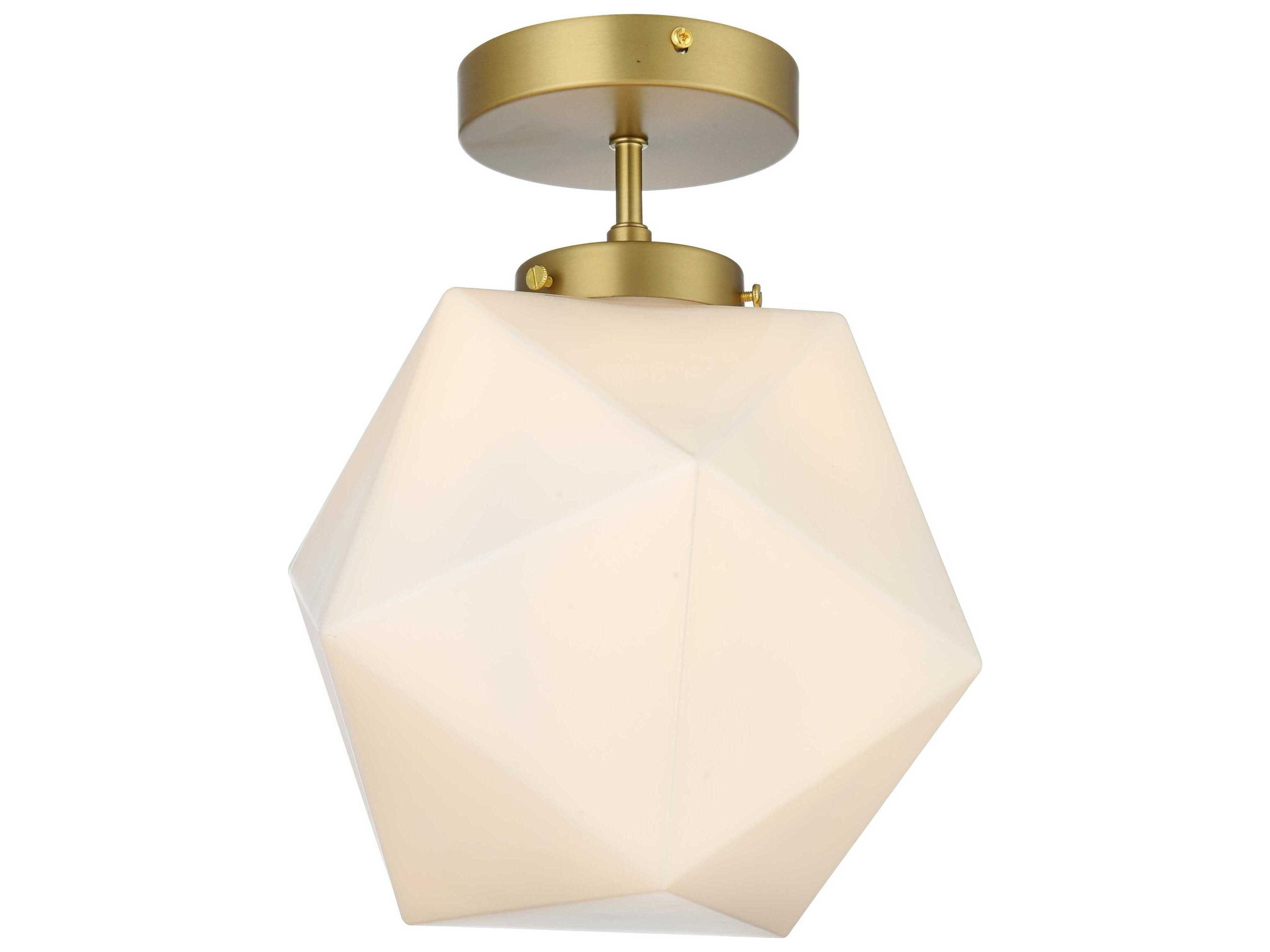 Elegant Lighting Lawrence 1-Light Satin Gold Geometric Semi Flush Mount