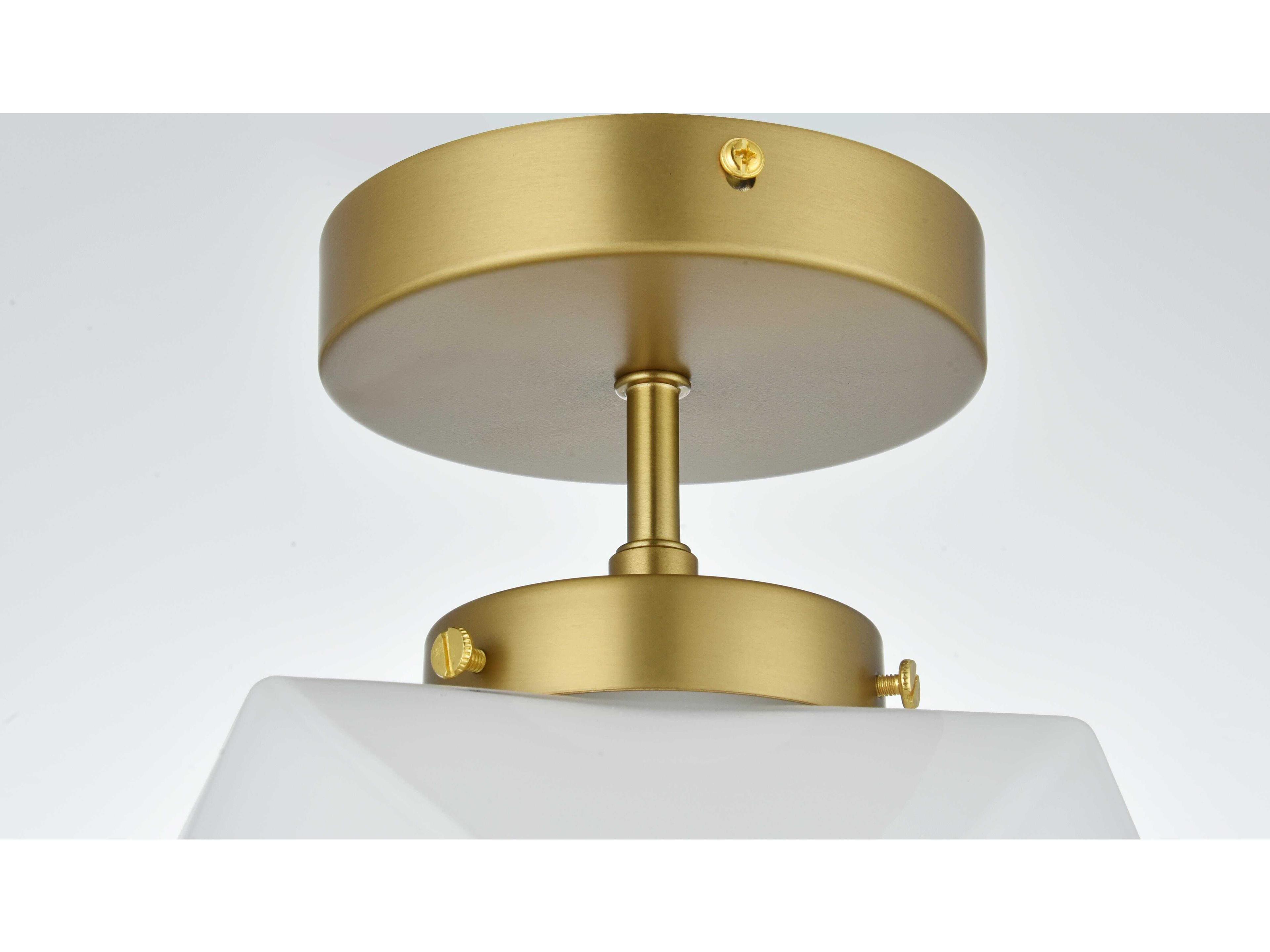 Elegant Lighting Lawrence 1-Light Satin Gold Geometric Semi Flush Mount