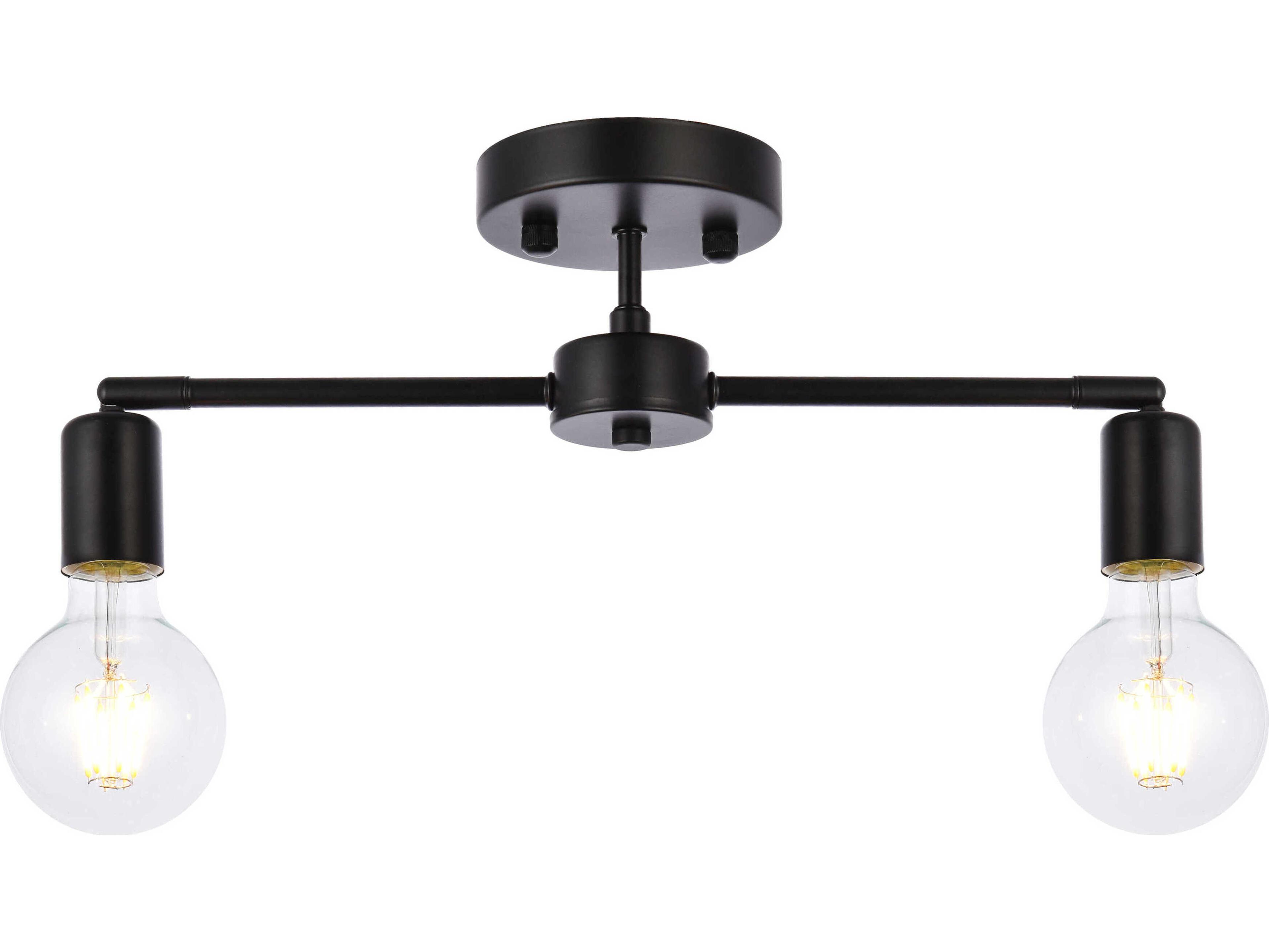 Zane 2-Light Black Semi Flush Mount