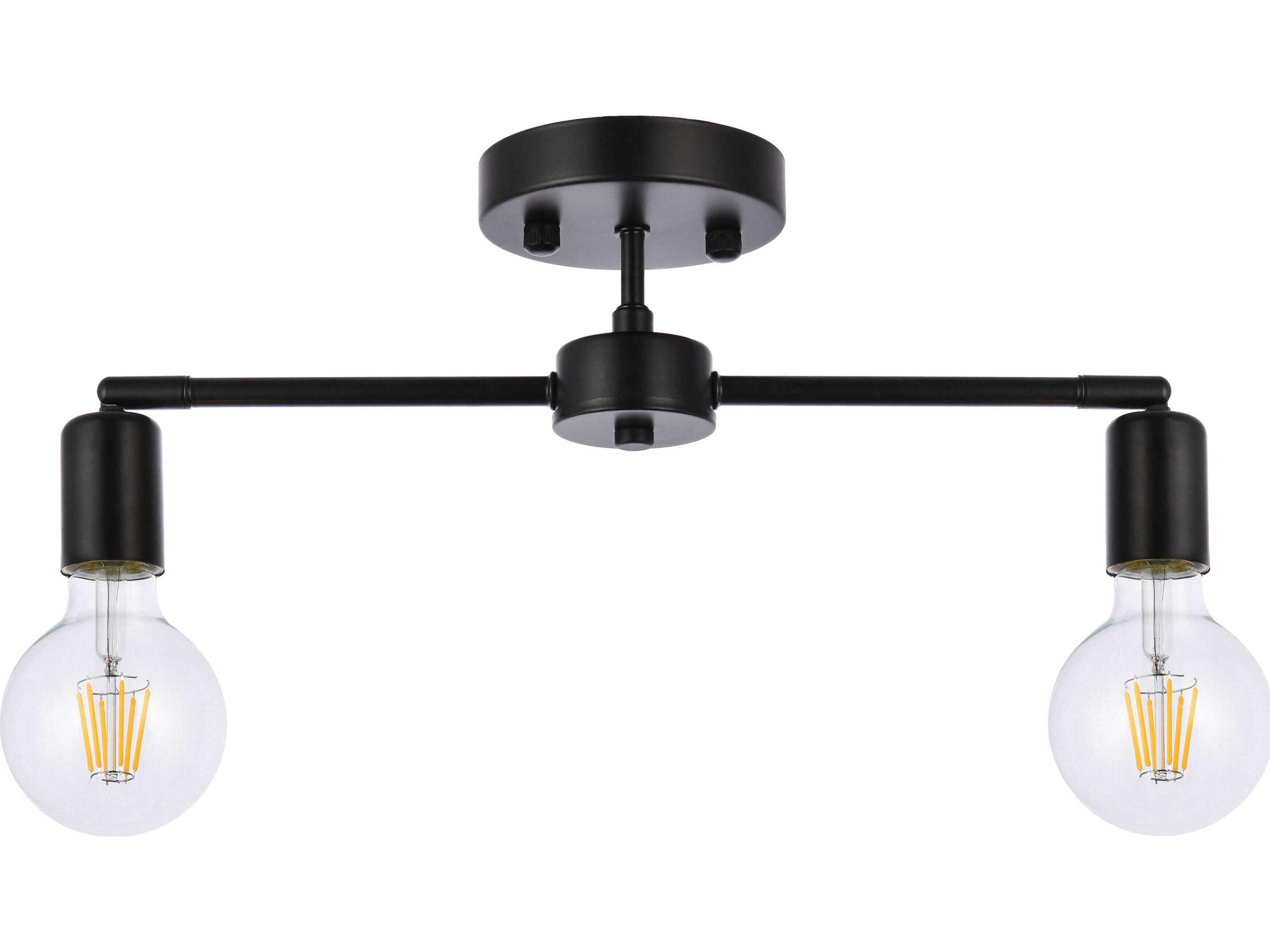 Elegant Lighting Zane 2-Light Black Semi Flush Mount