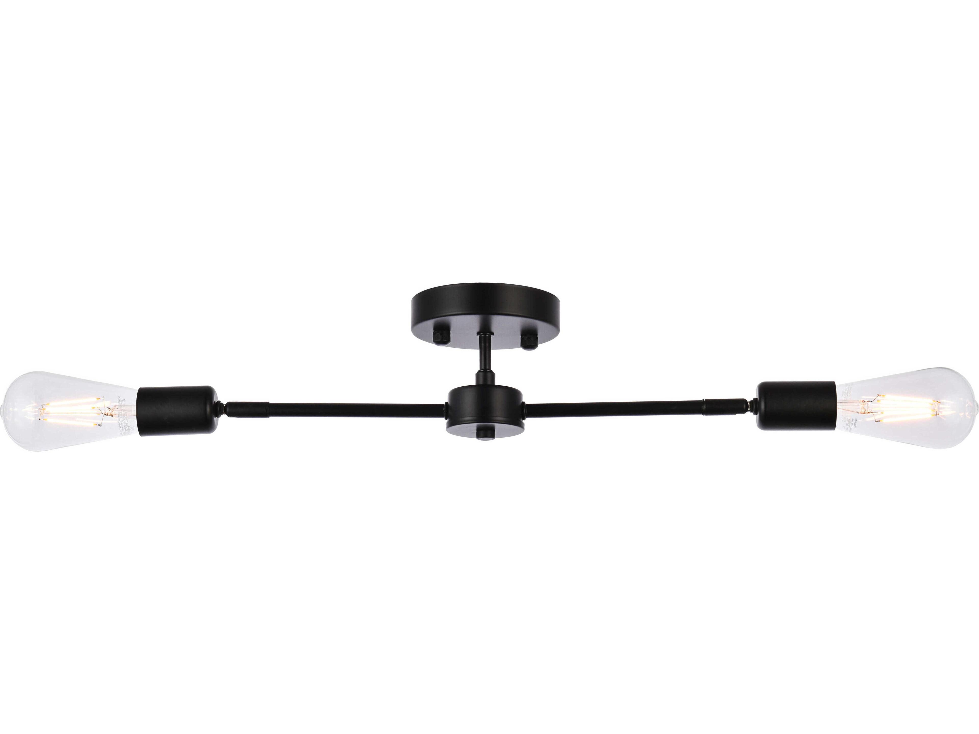 Elegant Lighting Zane 2-Light Black Semi Flush Mount