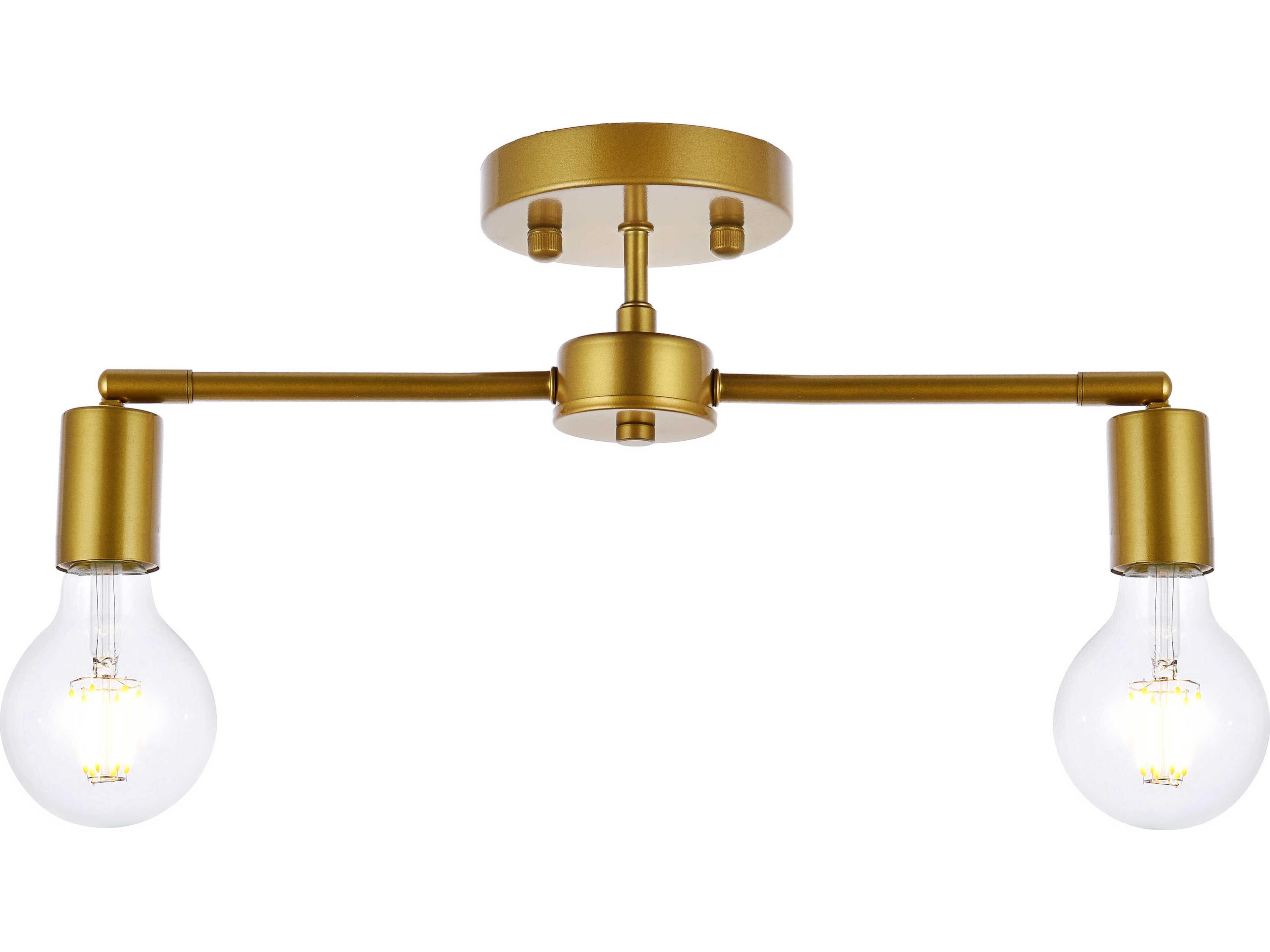 Zane 2-Light Brass Semi Flush Mount
