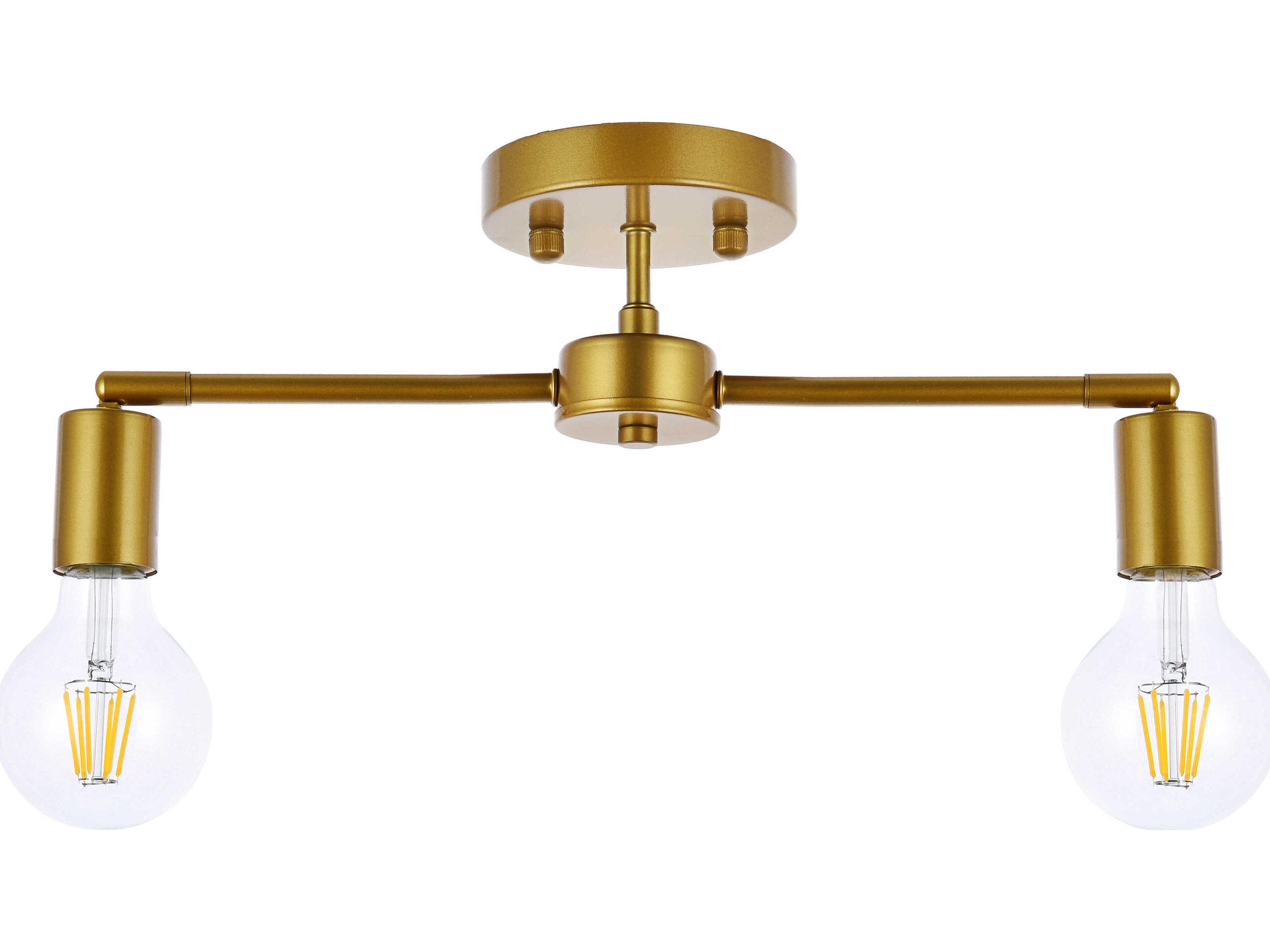 Elegant Lighting Zane 2-Light Brass Semi Flush Mount