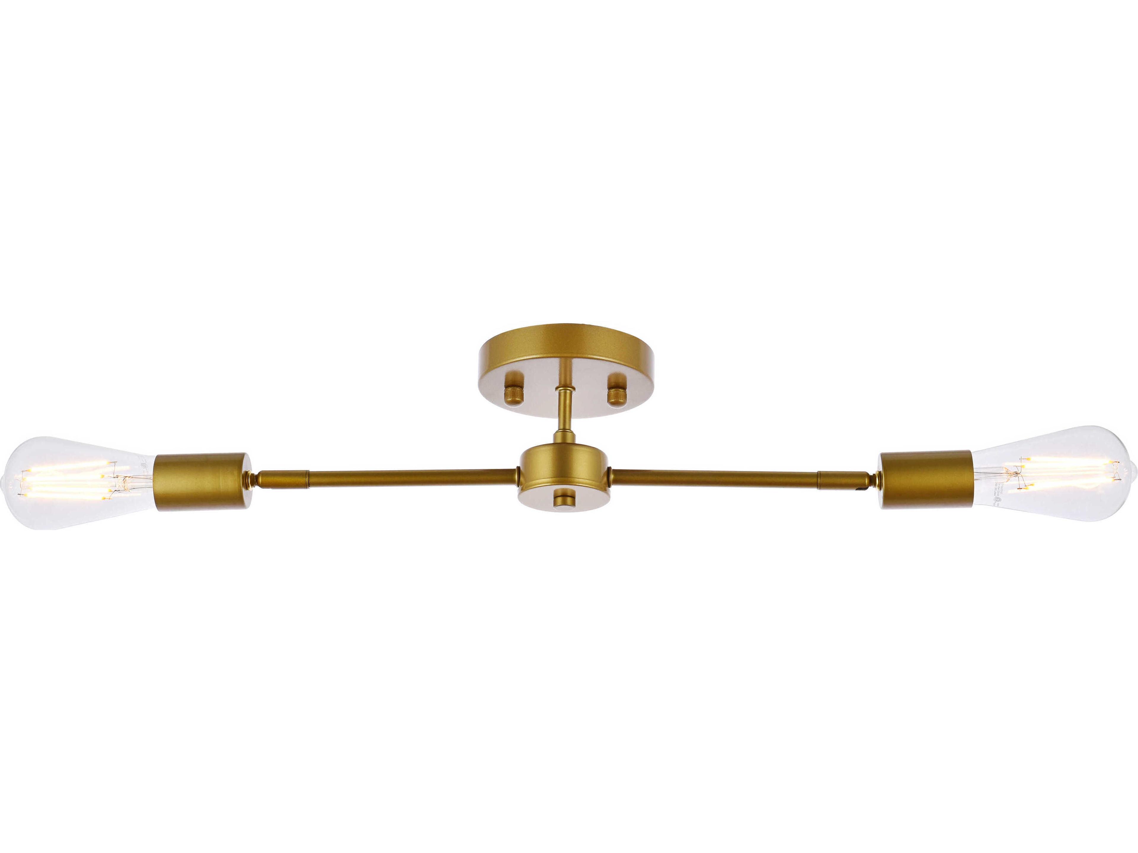 Elegant Lighting Zane 2-Light Brass Semi Flush Mount