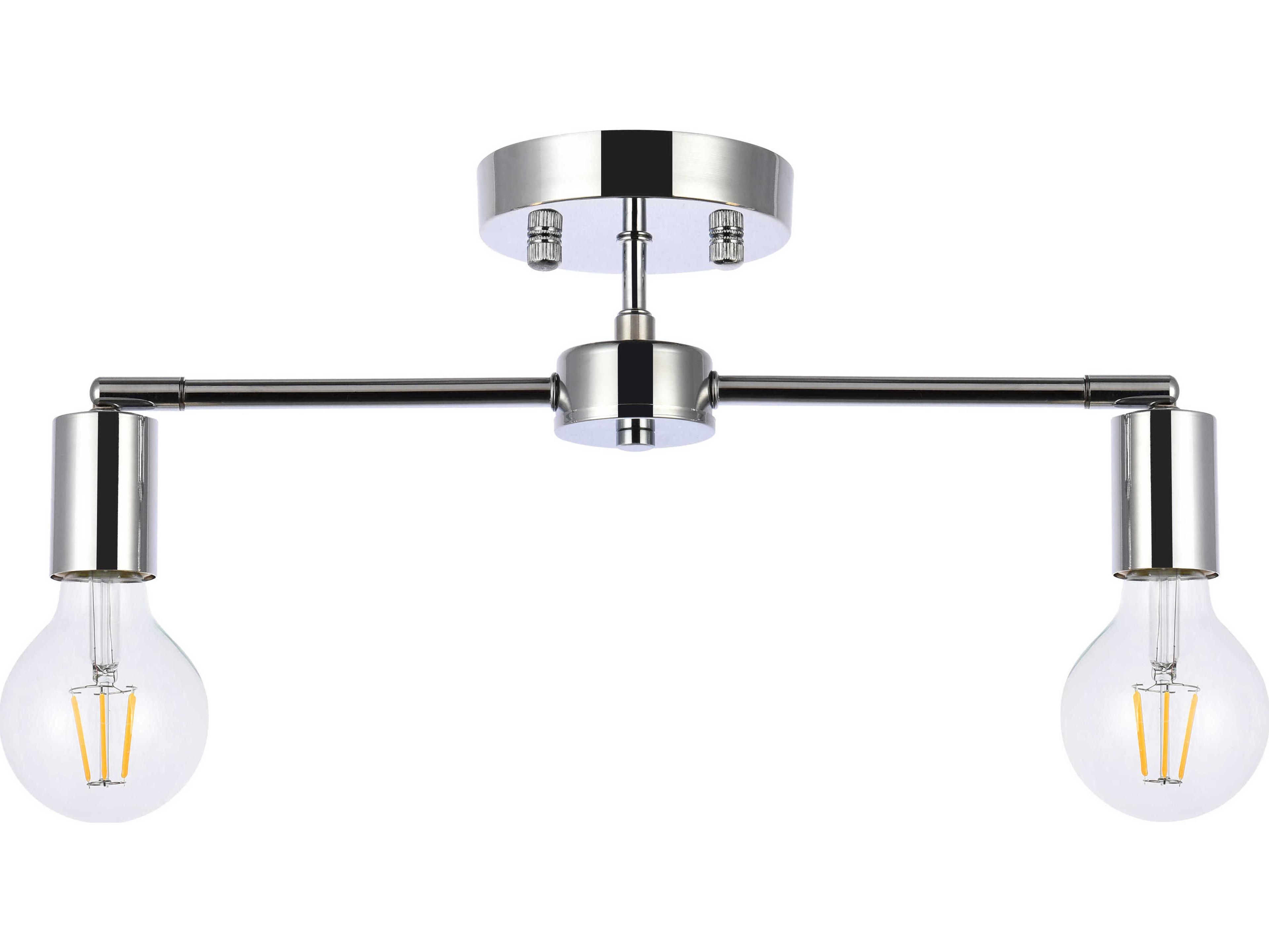 Elegant Lighting Zane 2-Light Chrome Semi Flush Mount