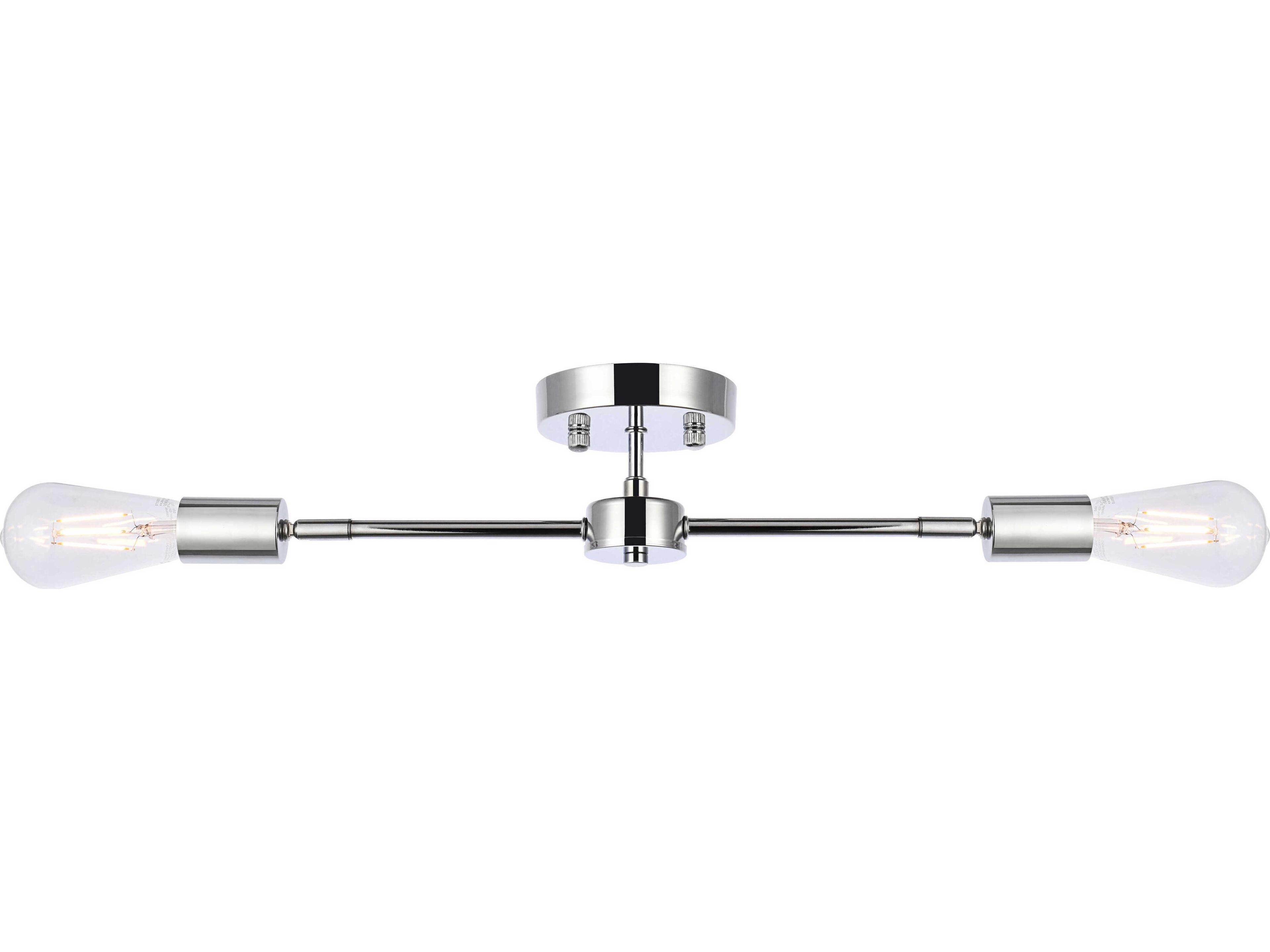 Elegant Lighting Zane 2-Light Chrome Semi Flush Mount