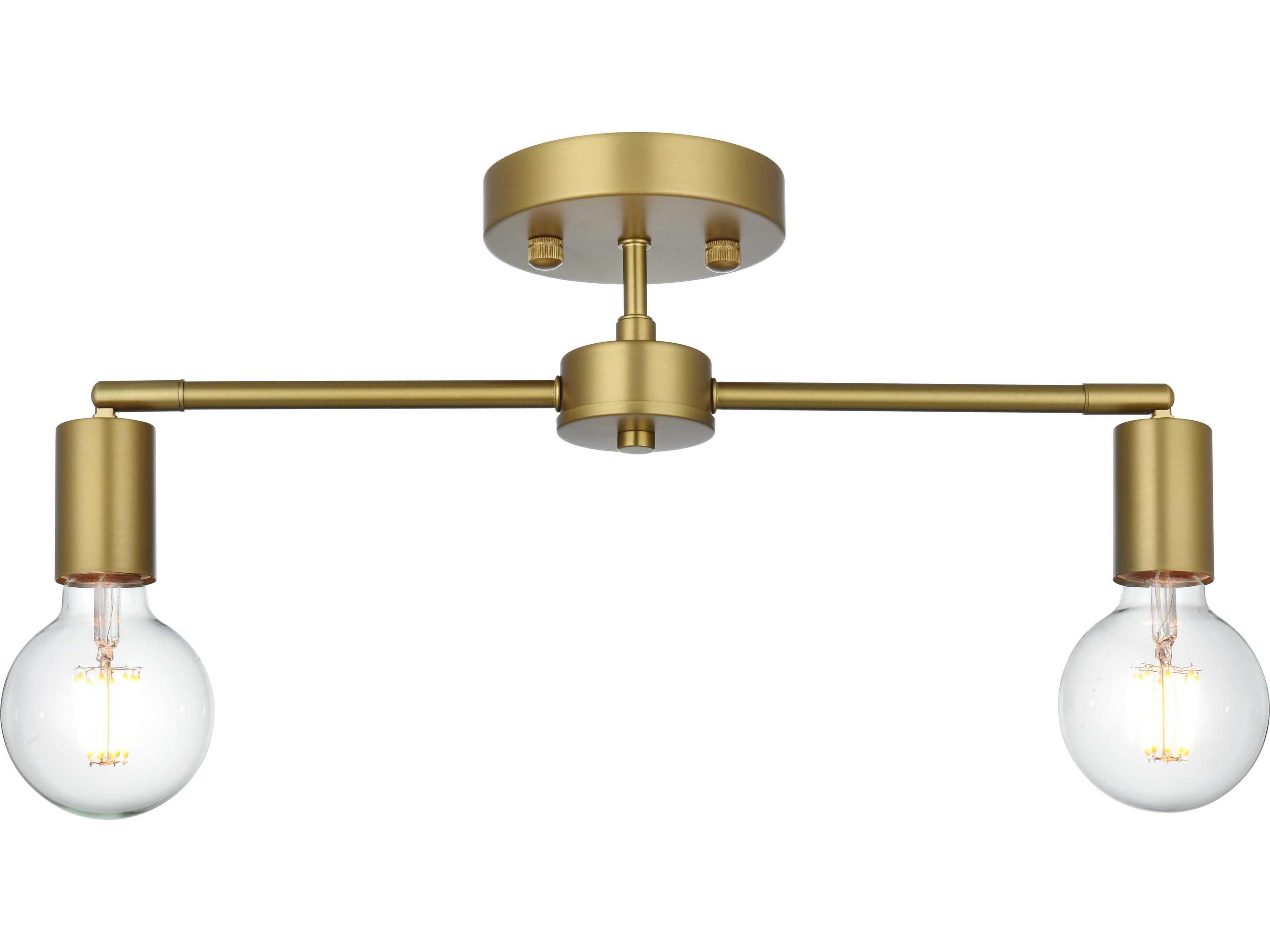 Elegant Lighting Zane 2-Light Satin Gold Linear Semi Flush Mount