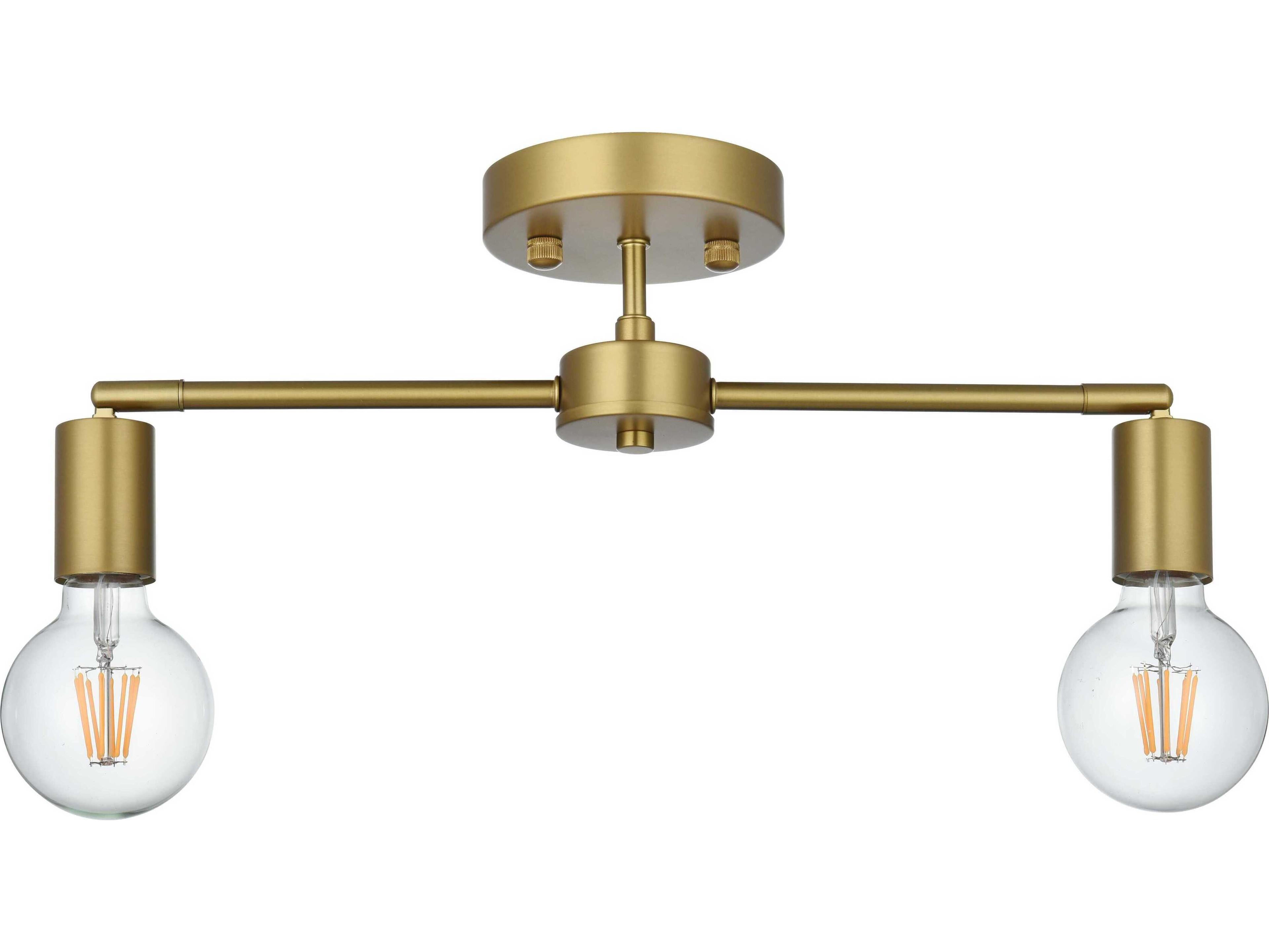 Elegant Lighting Zane 2-Light Satin Gold Linear Semi Flush Mount