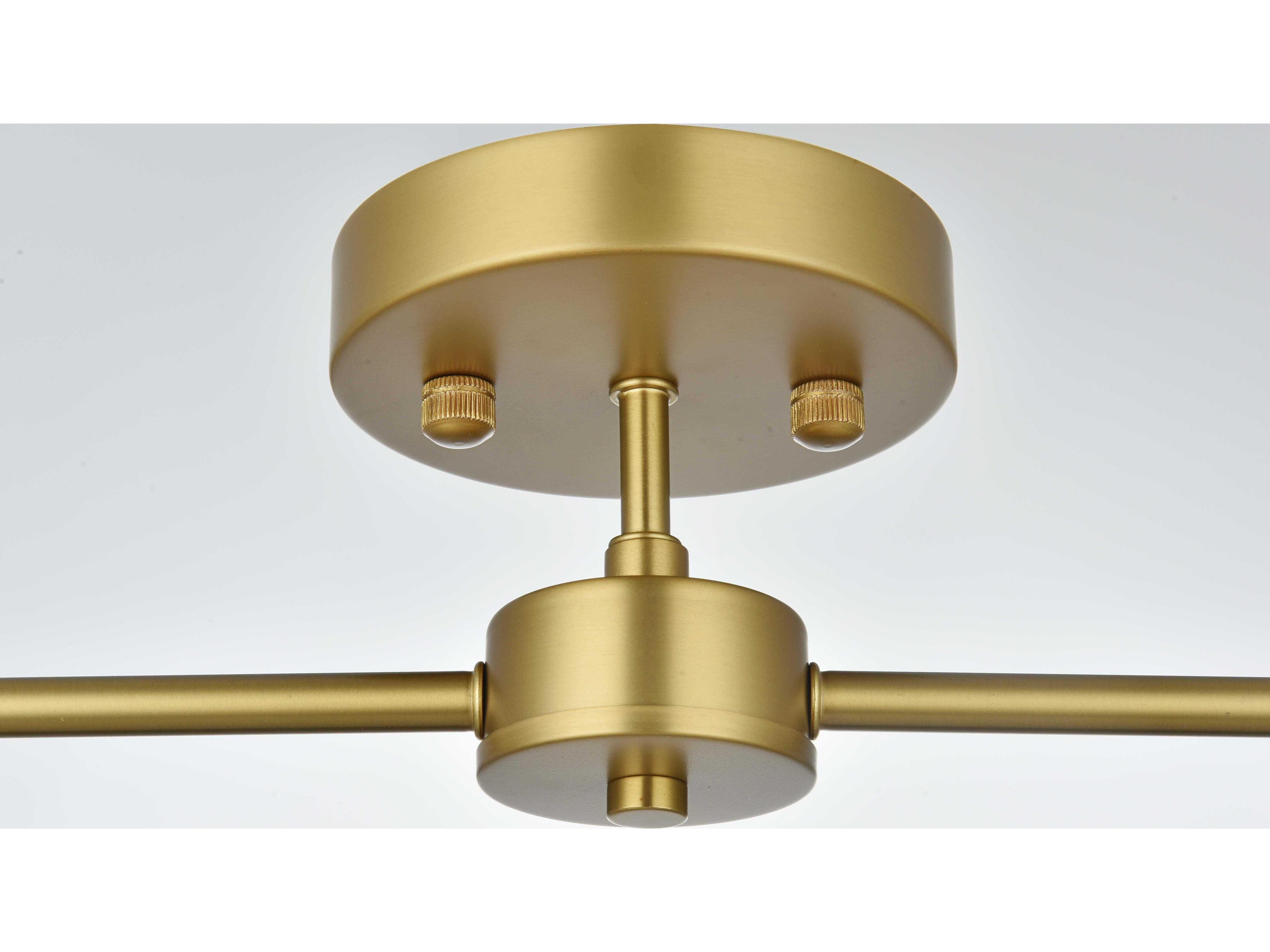 Elegant Lighting Zane 2-Light Satin Gold Linear Semi Flush Mount
