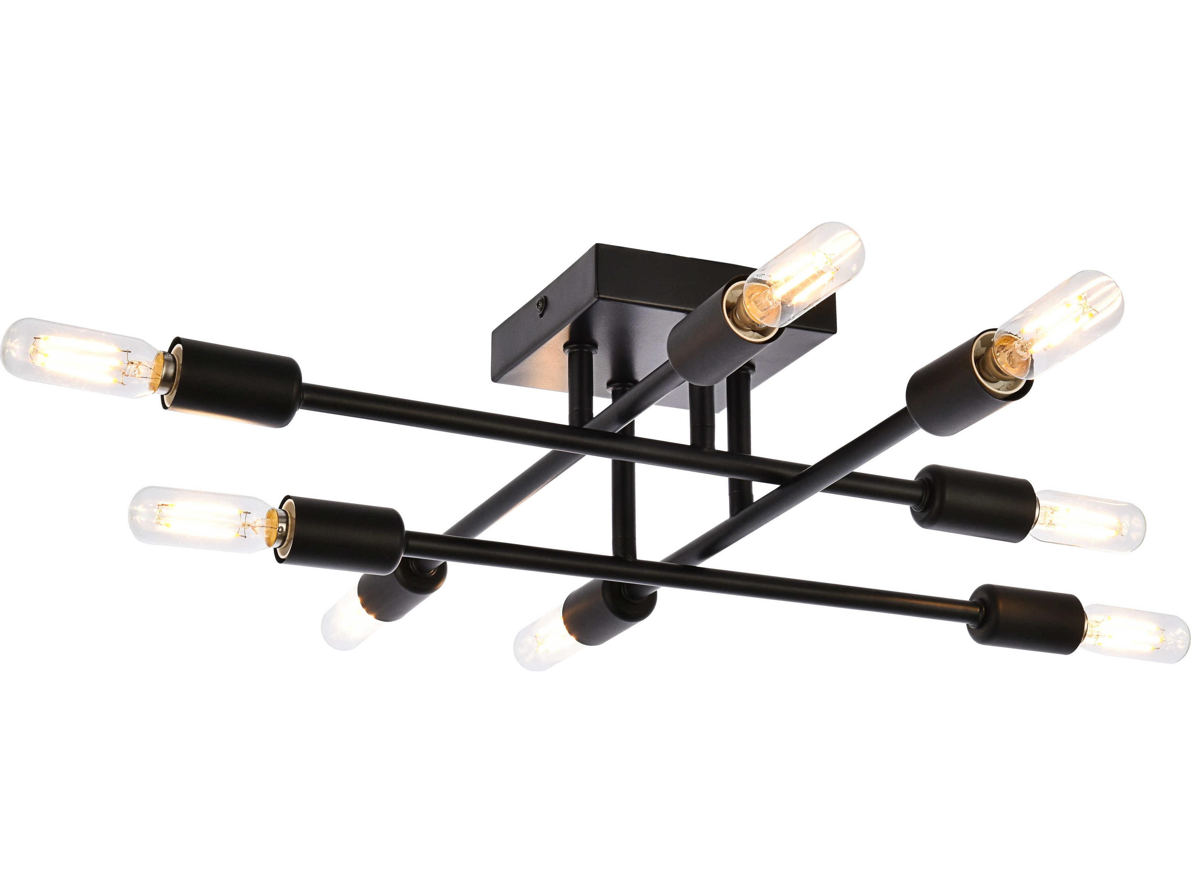 Script 8-Light Black Semi Flush Mount
