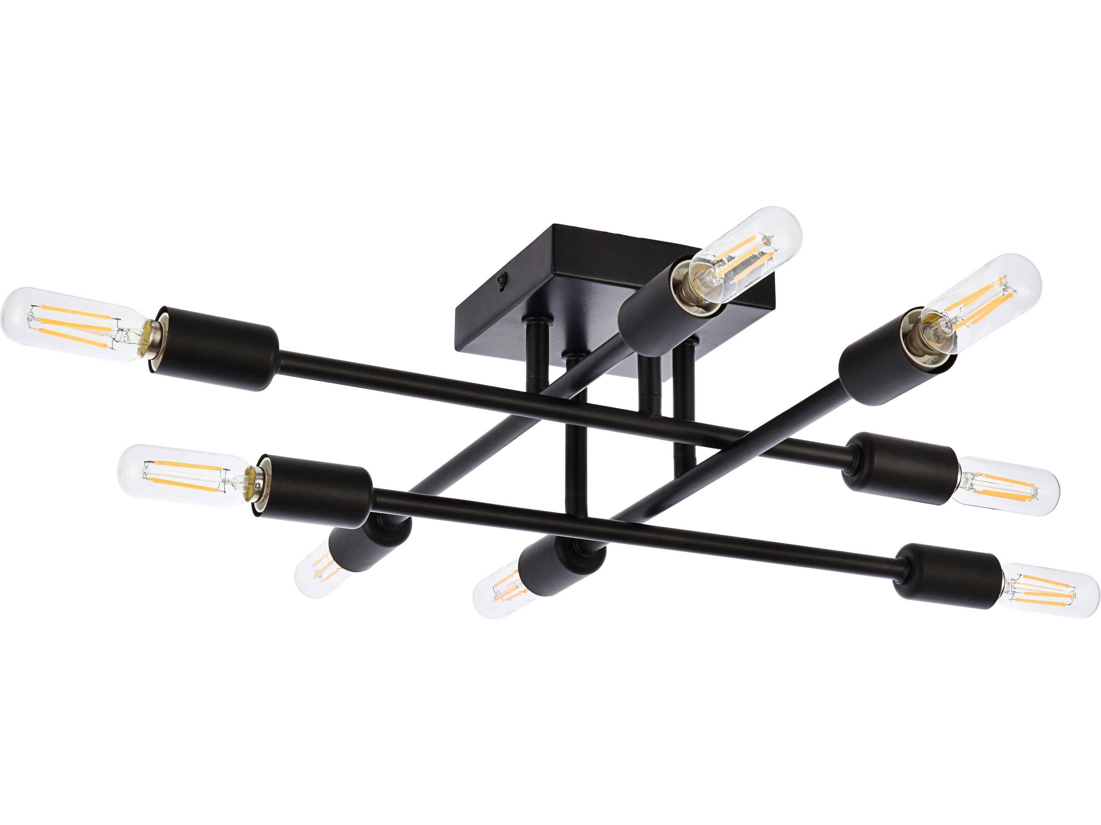 Elegant Lighting Script 8-Light Black Semi Flush Mount