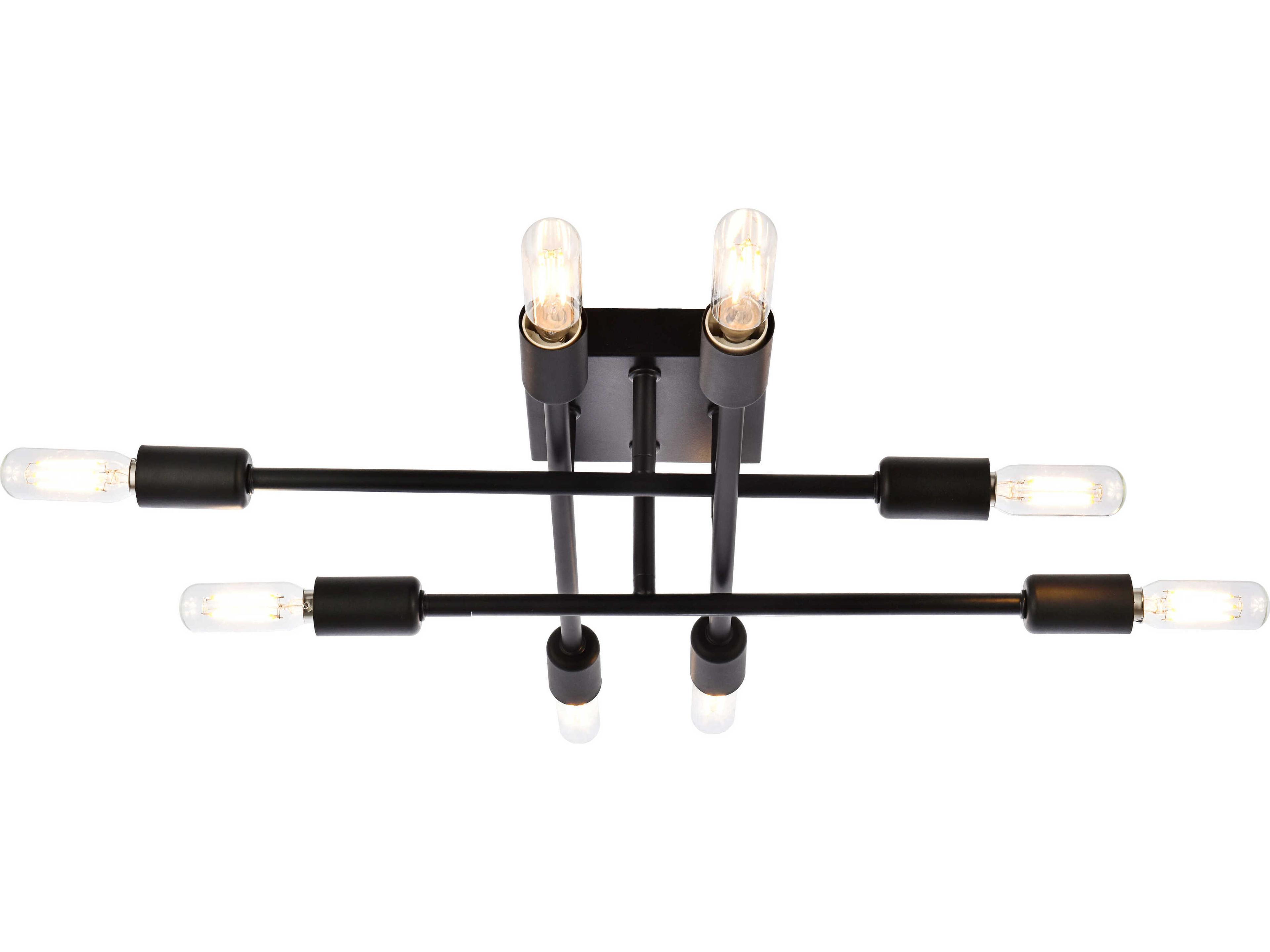Elegant Lighting Script 8-Light Black Semi Flush Mount