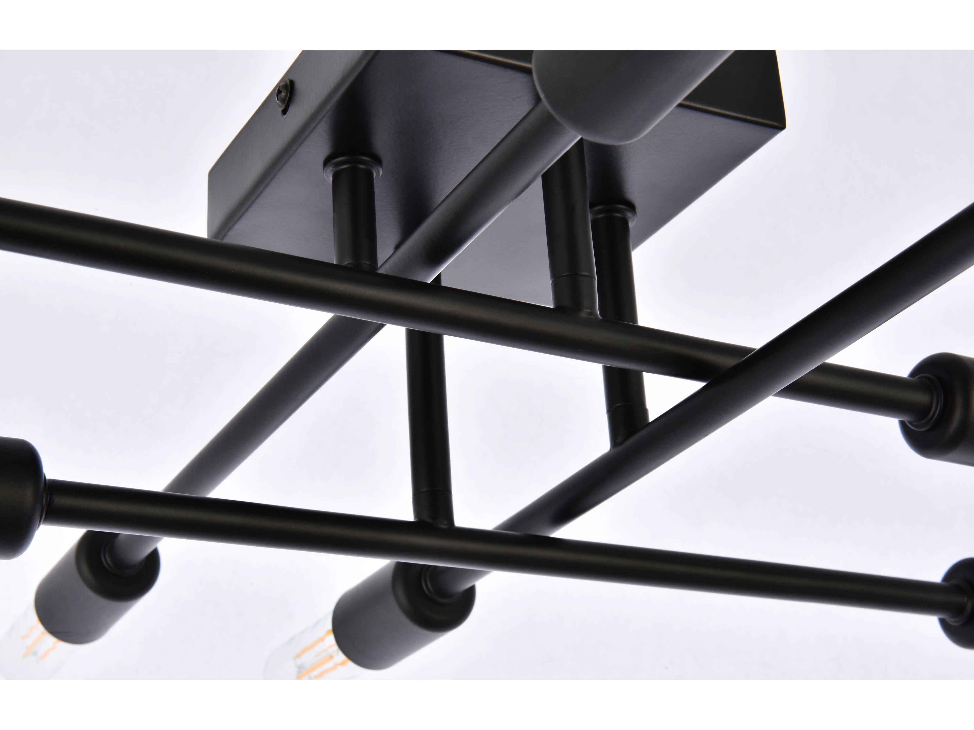 Elegant Lighting Script 8-Light Black Semi Flush Mount