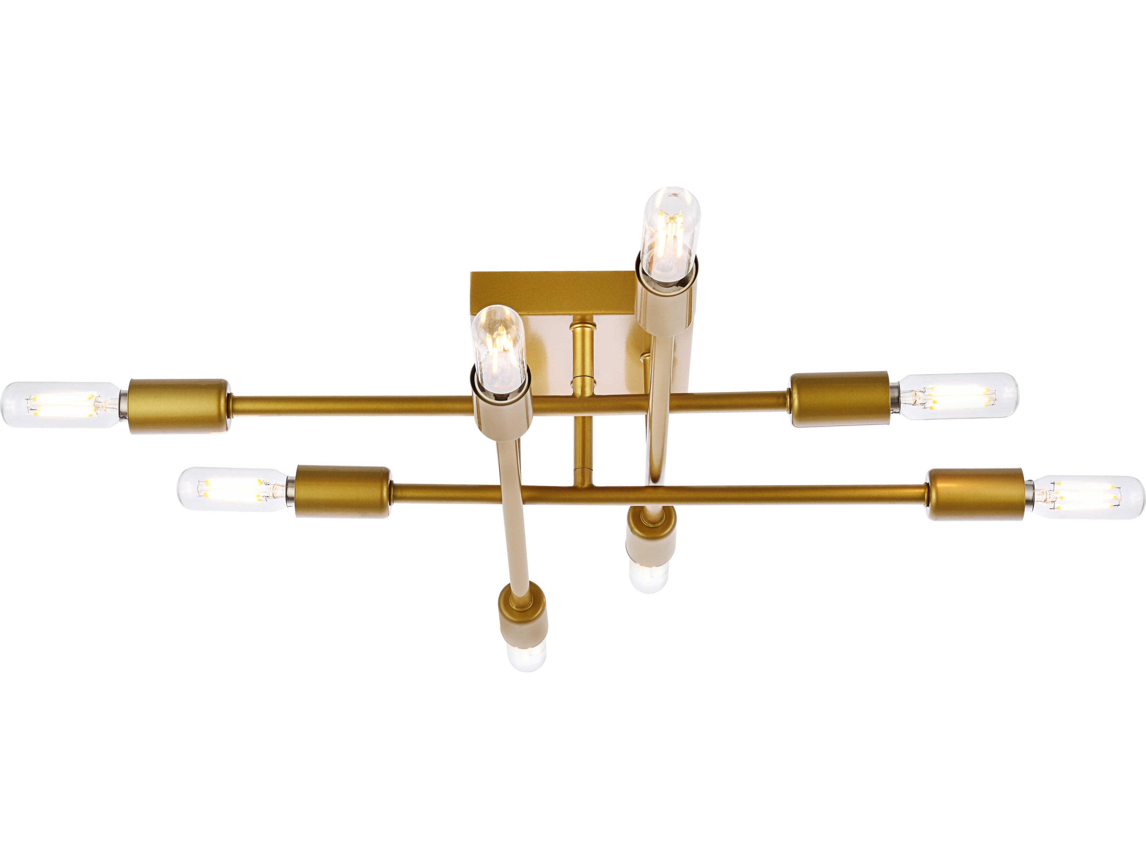 Elegant Lighting Script 8-Light Brass Linear Semi Flush Mount