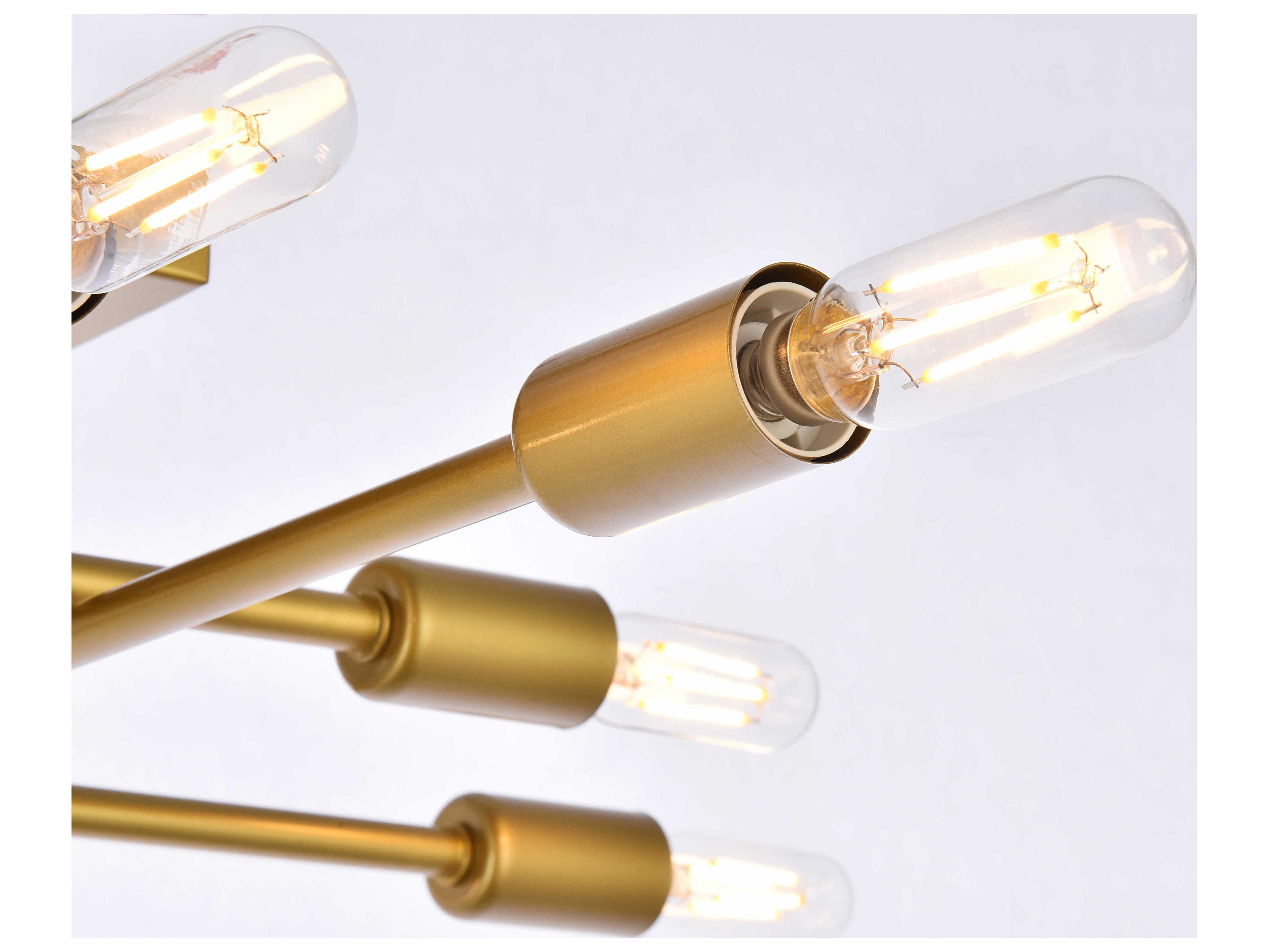 Elegant Lighting Script 8-Light Brass Linear Semi Flush Mount