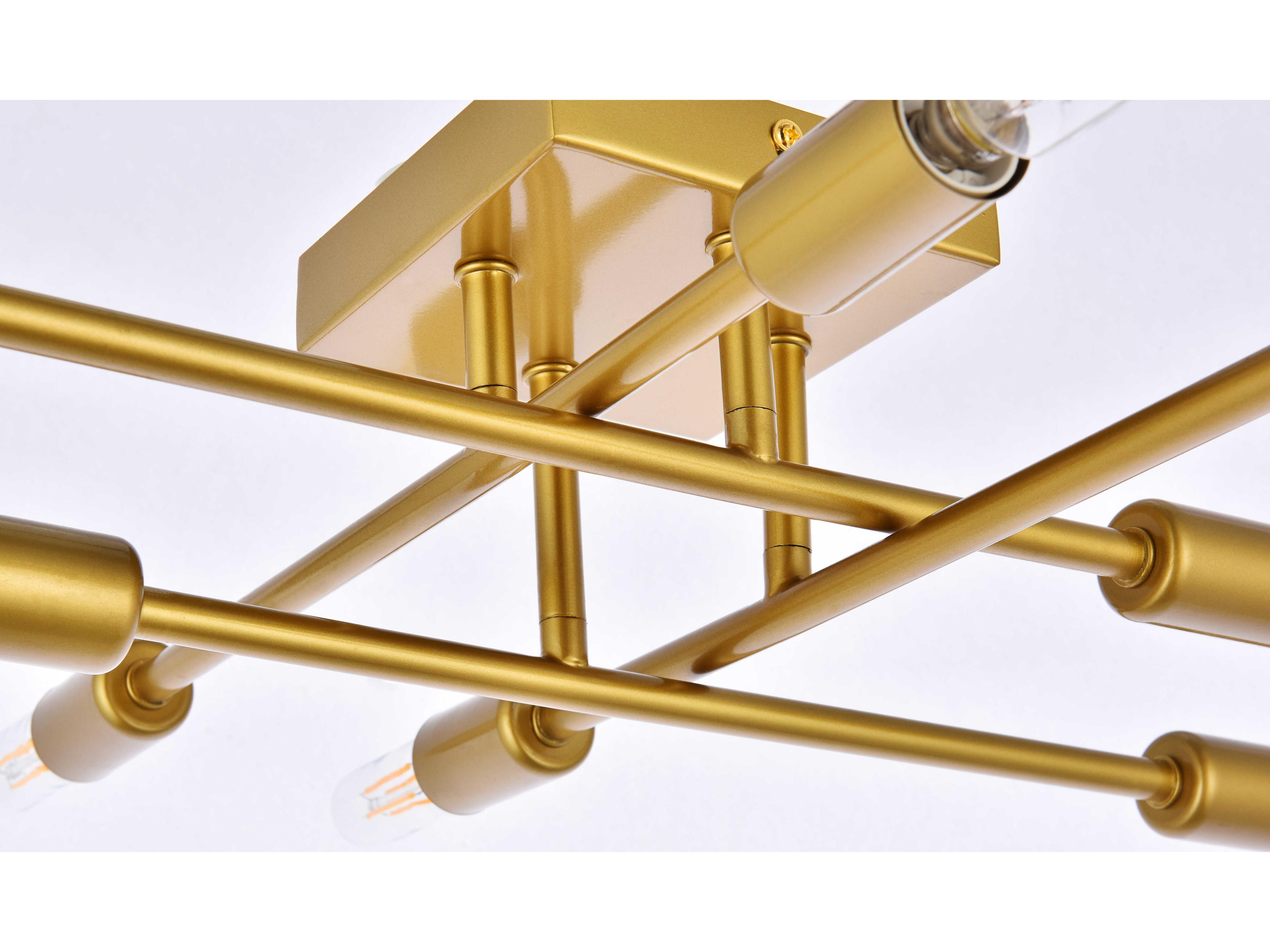 Elegant Lighting Script 8-Light Brass Linear Semi Flush Mount