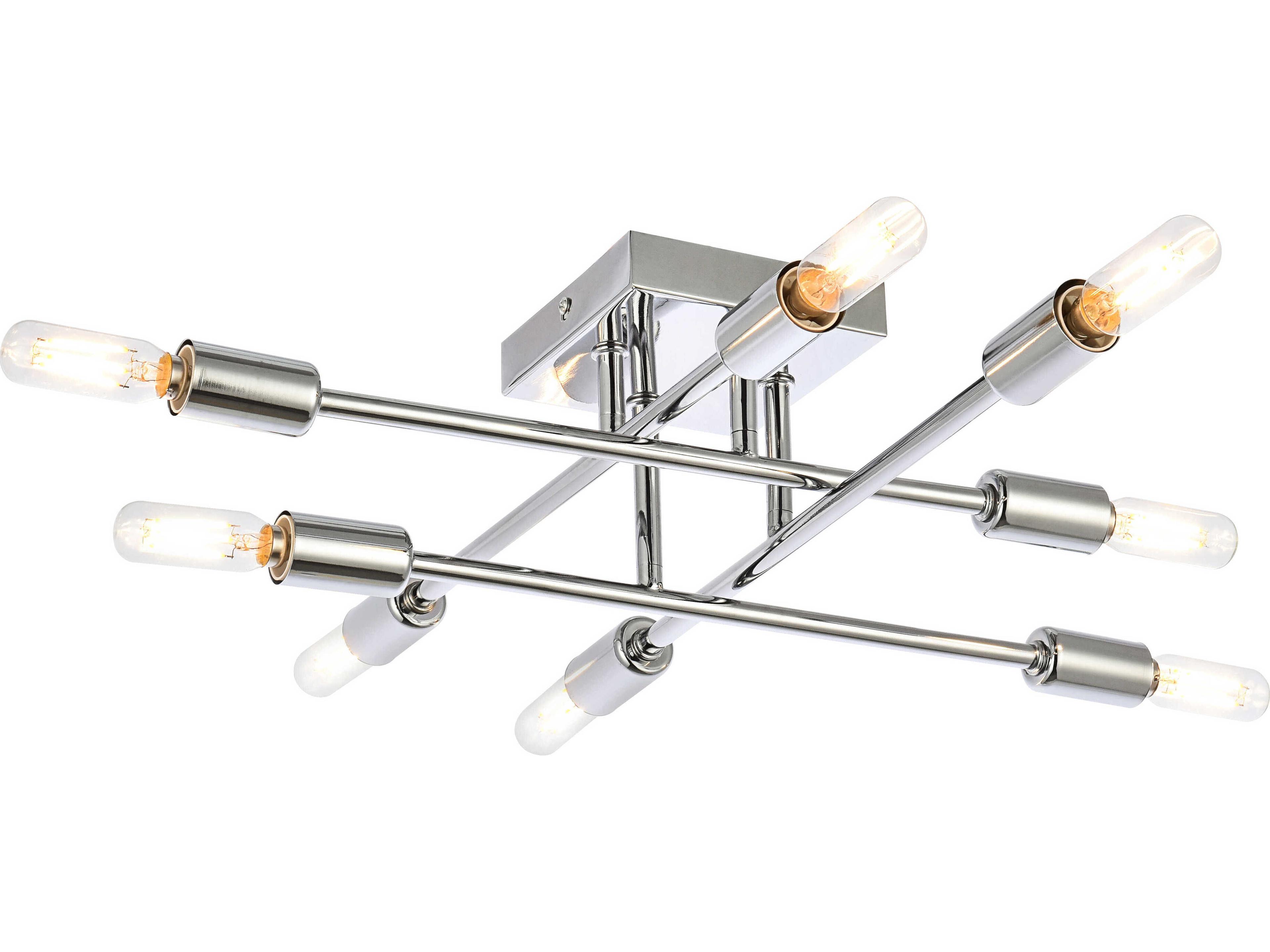 Script 8-Light Chrome Linear Semi Flush Mount