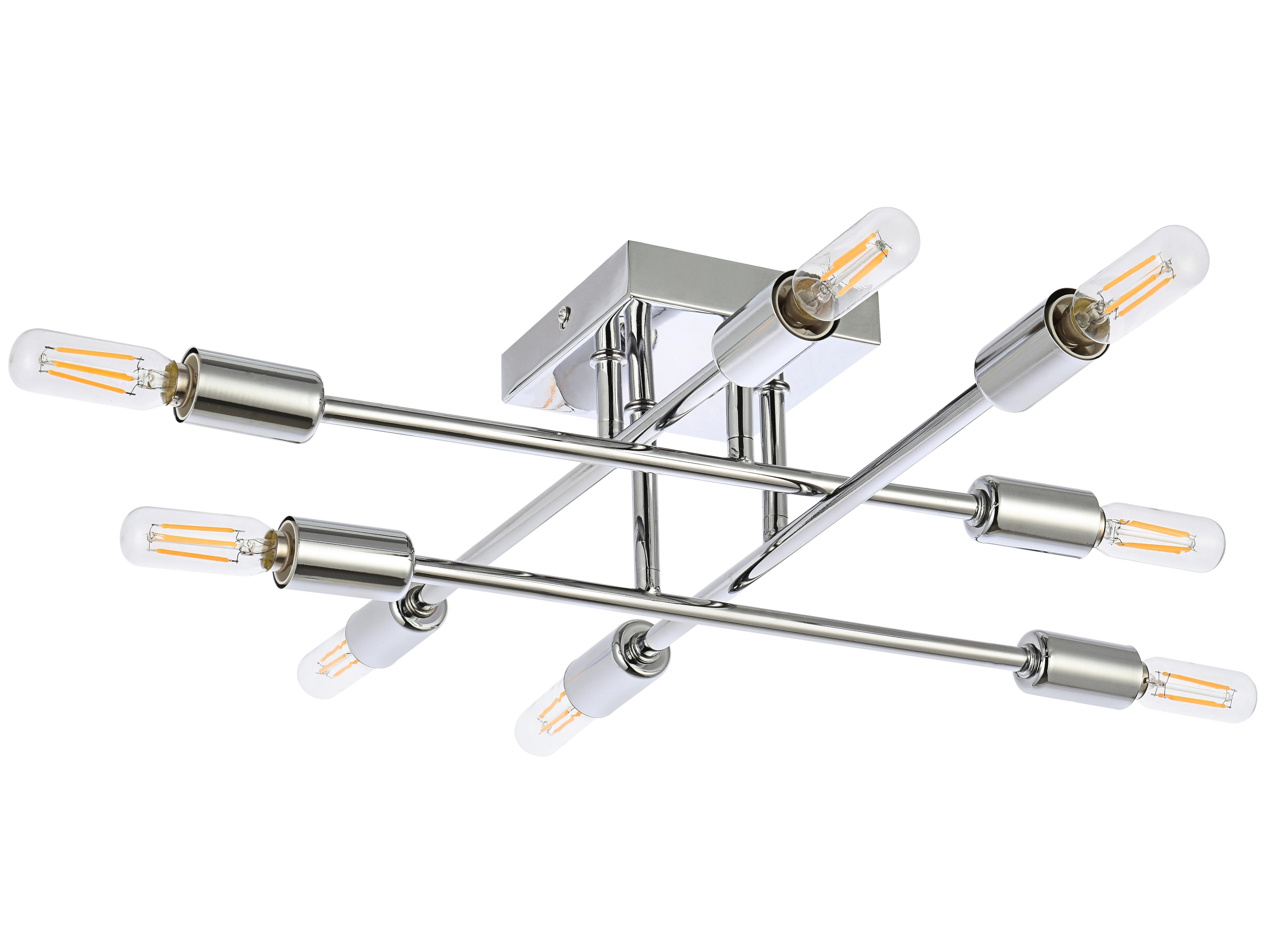 Elegant Lighting Script 8-Light Chrome Linear Semi Flush Mount