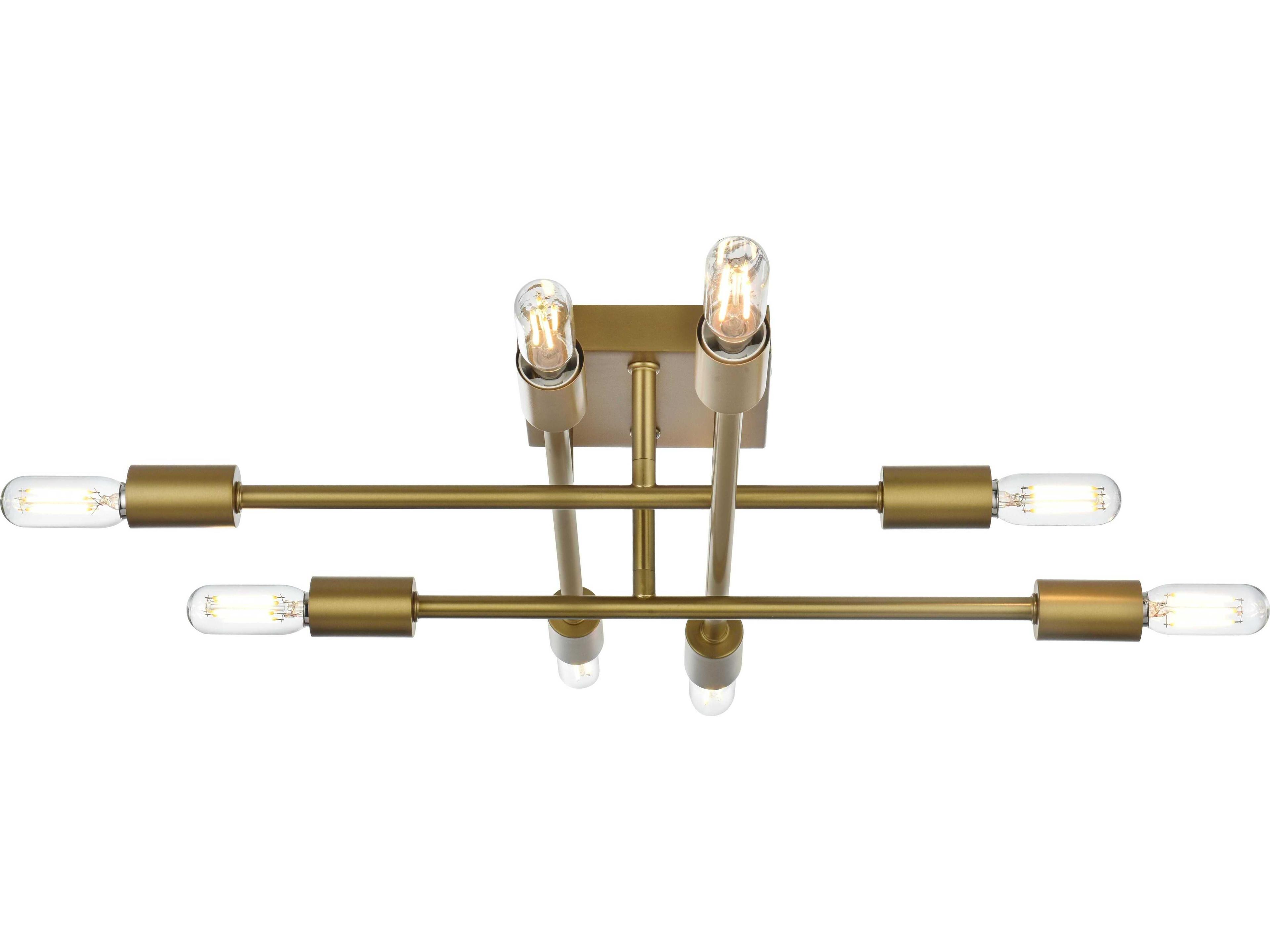 Elegant Lighting Script 8-Light Satin Gold Linear Semi Flush Mount
