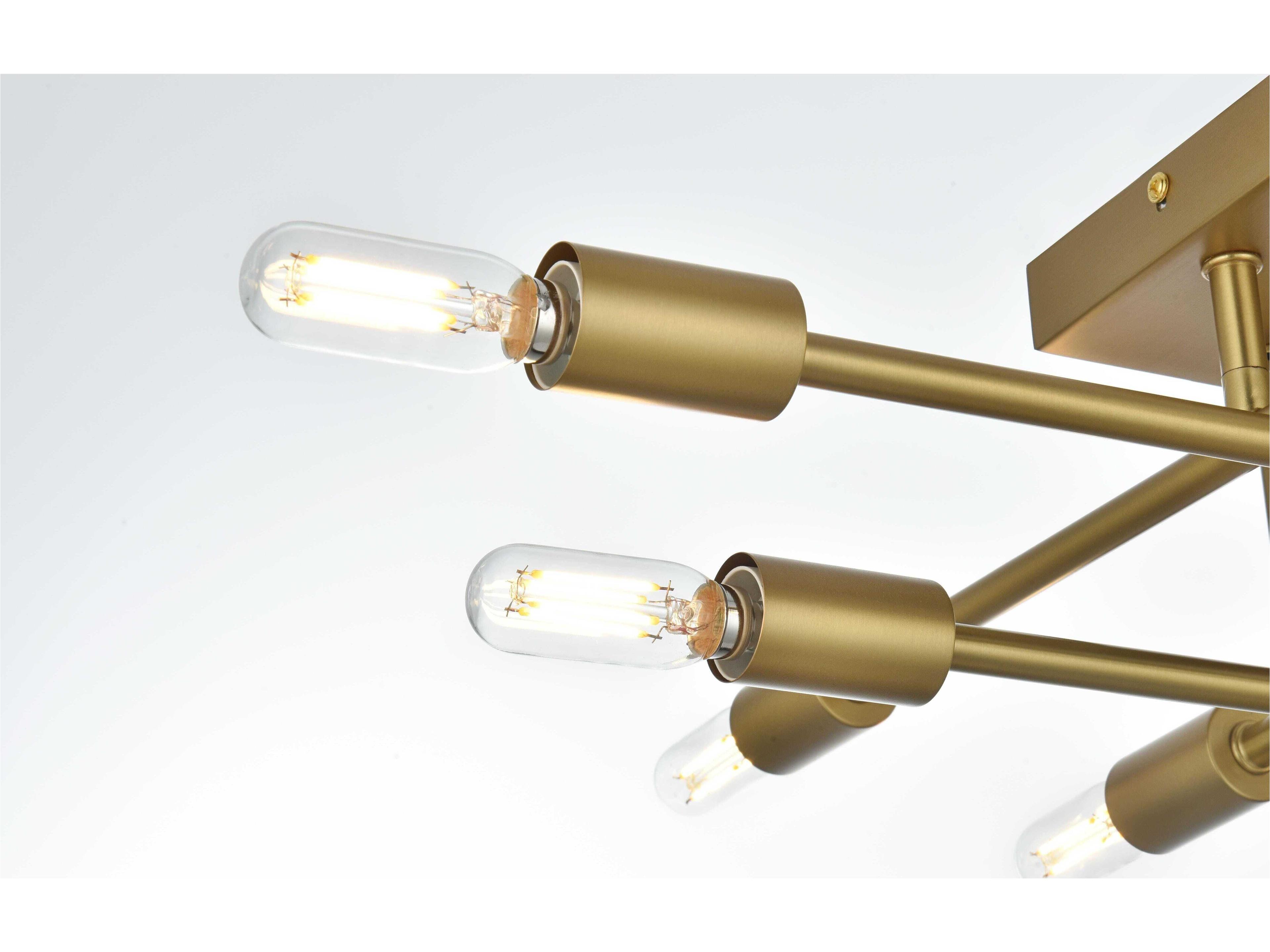 Elegant Lighting Script 8-Light Satin Gold Linear Semi Flush Mount