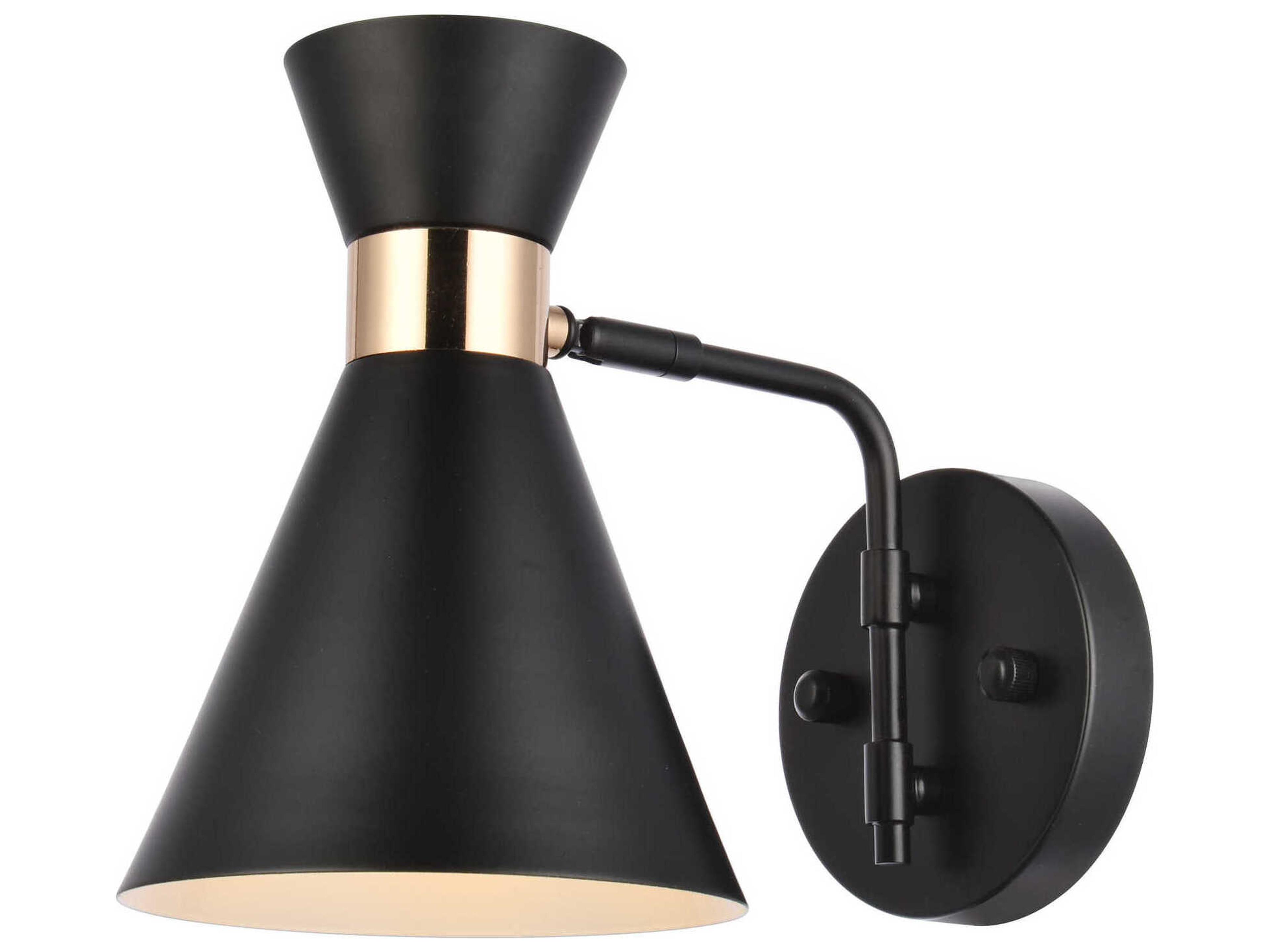 Halycon 1-Light Black And Golden Wall Sconce