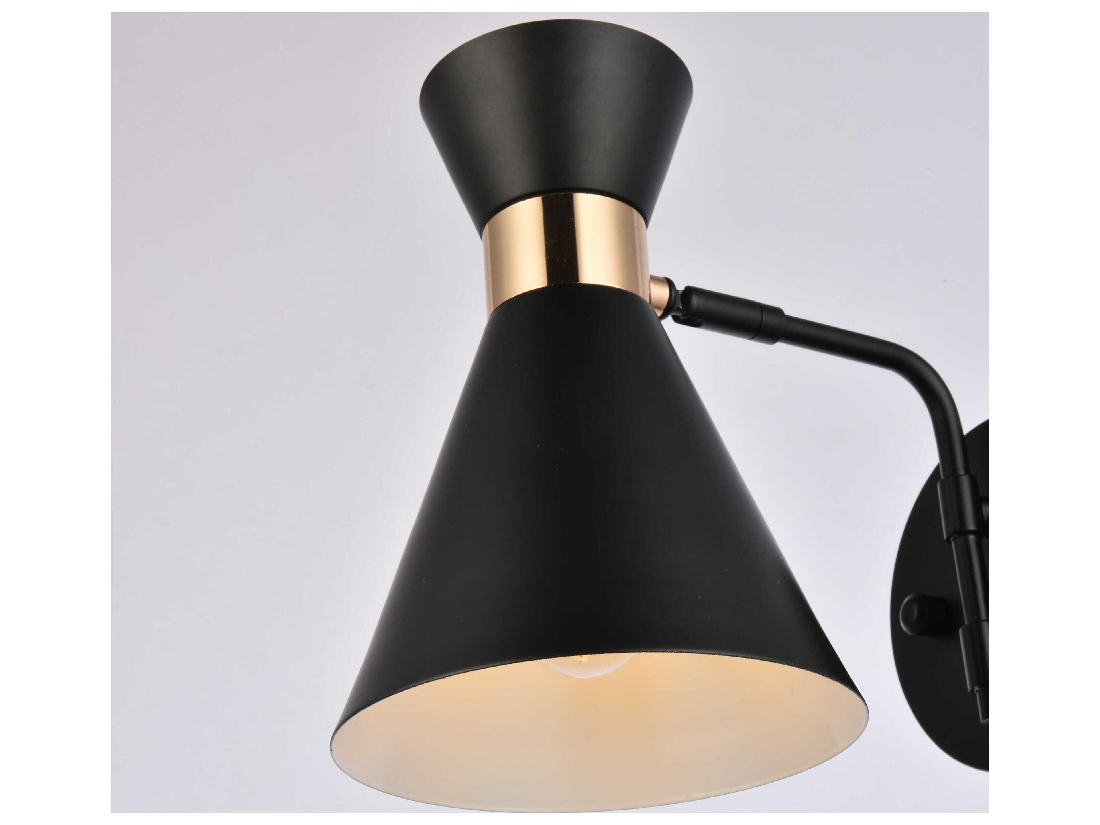 Elegant Lighting Halycon 1-Light Black And Golden Wall Sconce