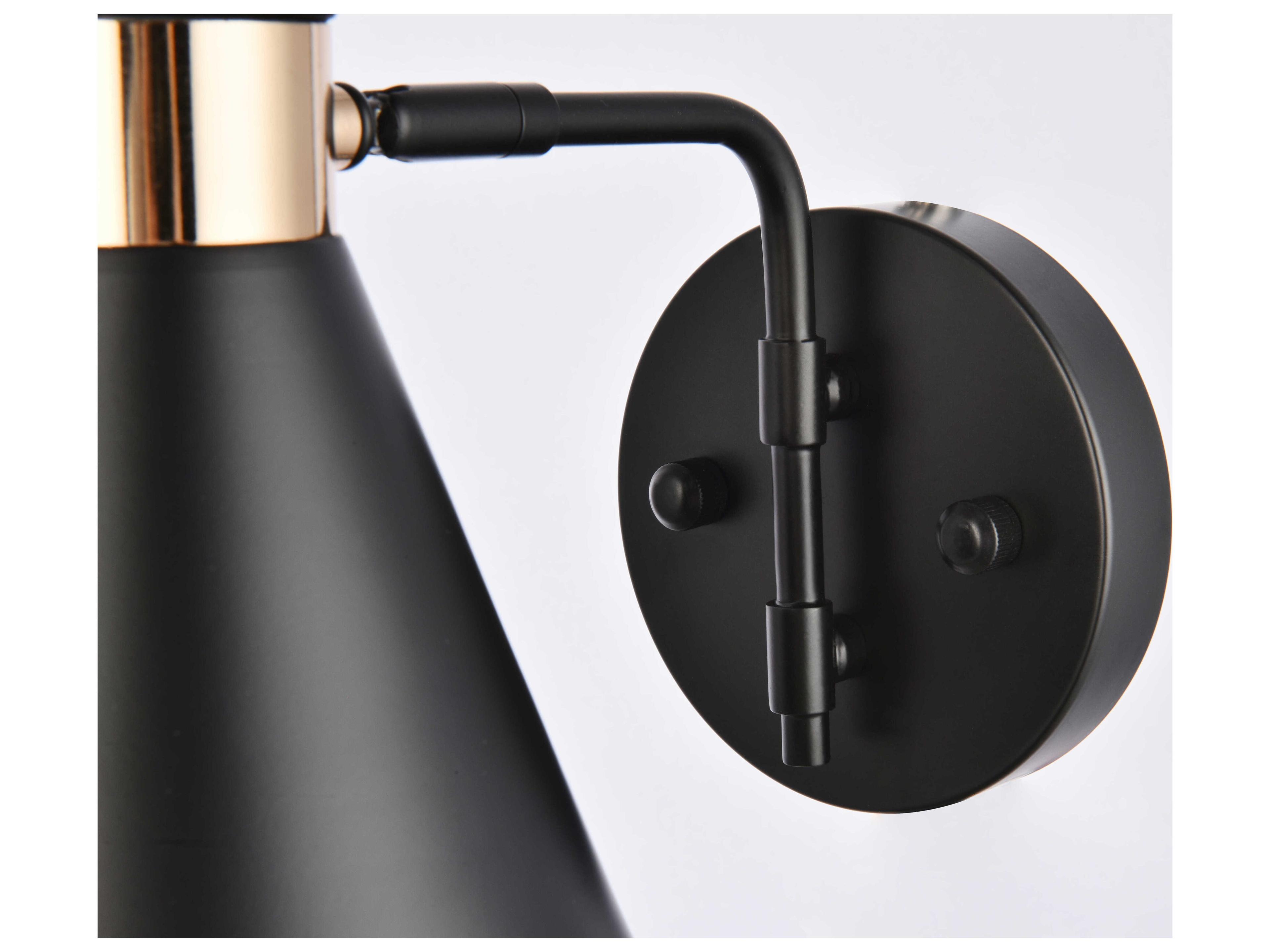 Elegant Lighting Halycon 1-Light Black And Golden Wall Sconce