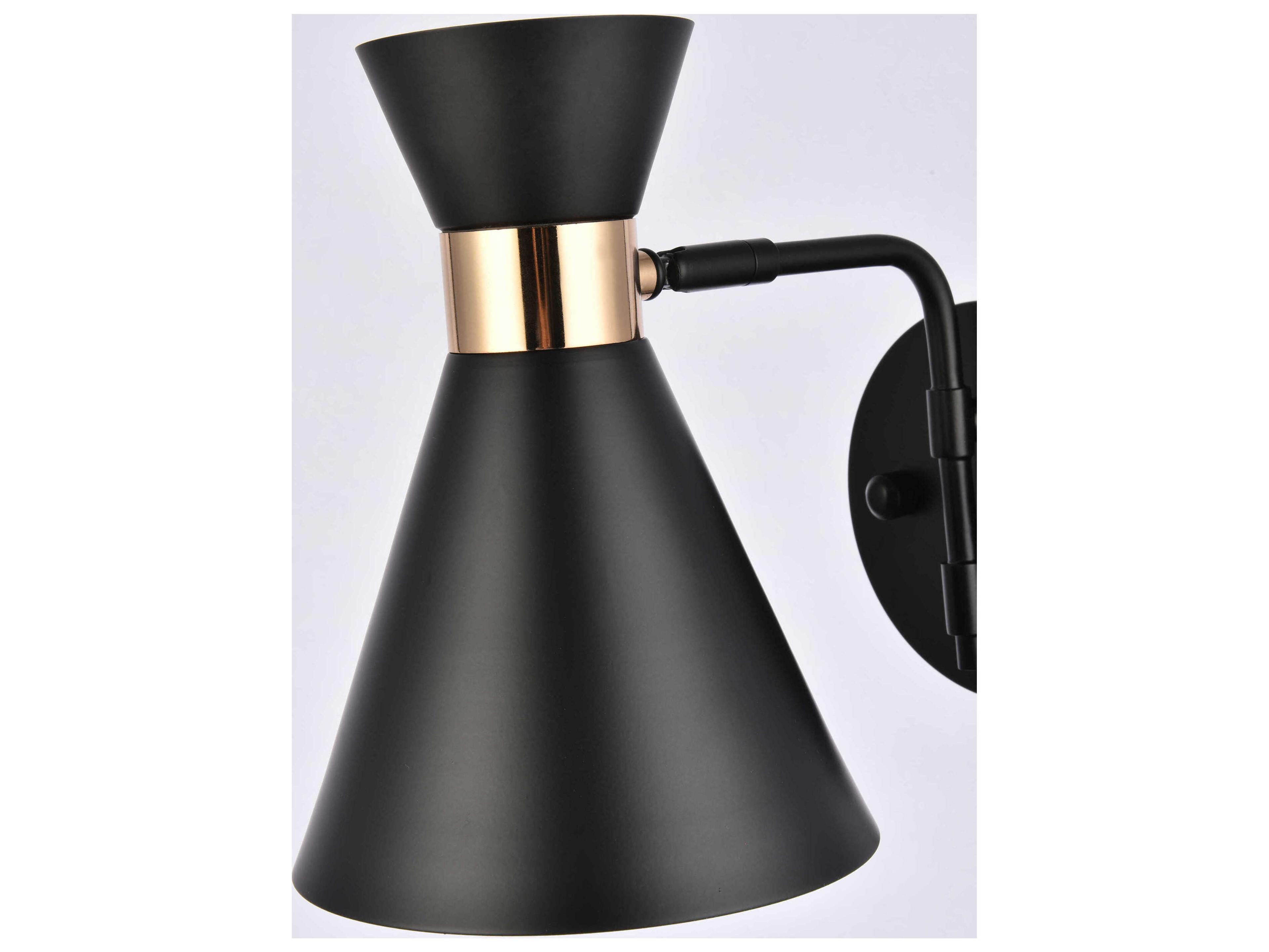 Elegant Lighting Halycon 1-Light Black And Golden Wall Sconce