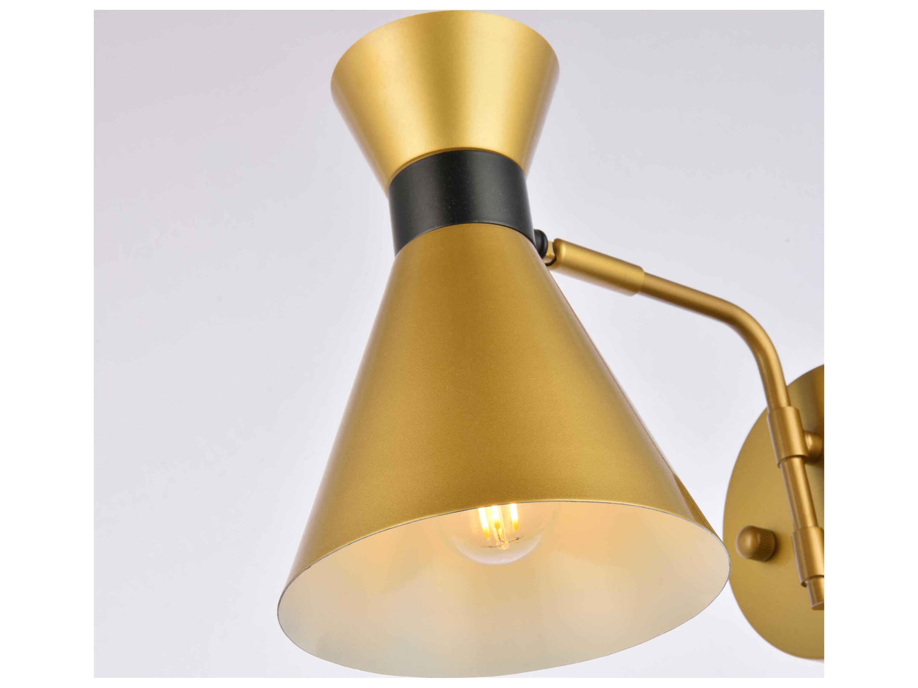 Elegant Lighting Halycon 1-Light Brass And Black Wall Sconce