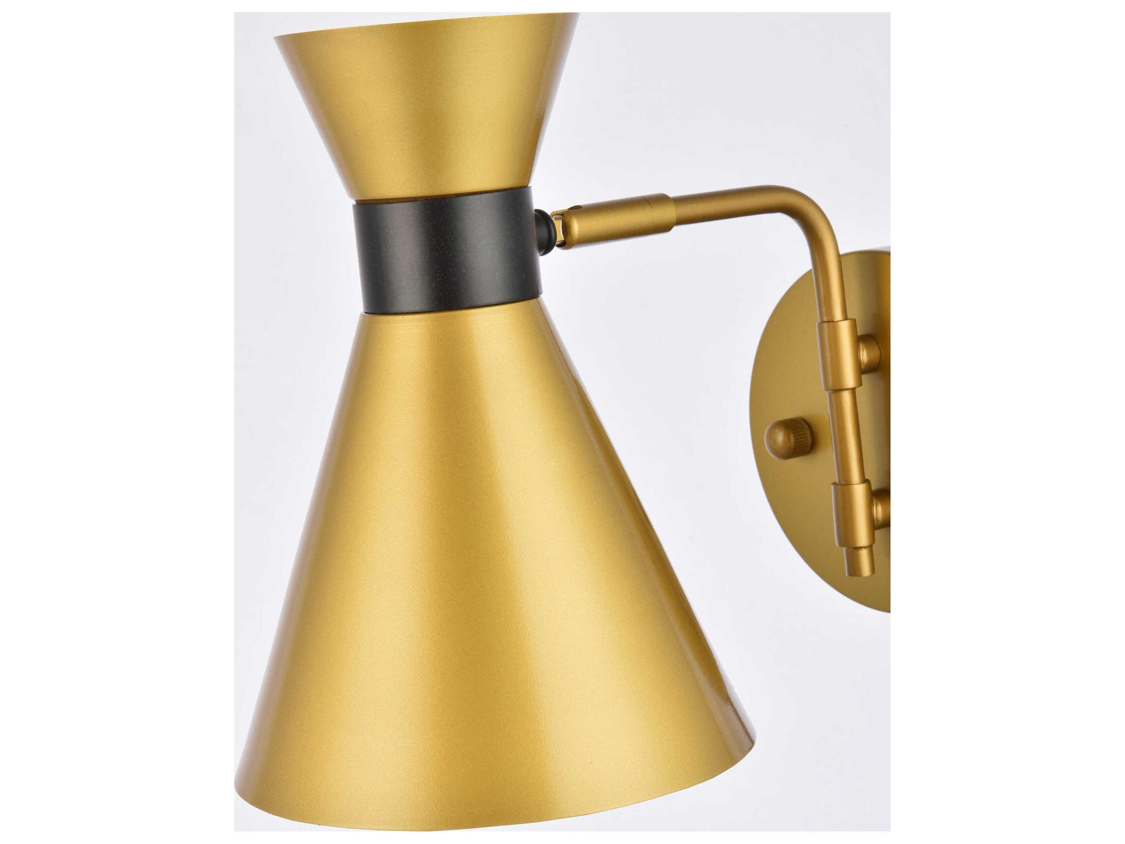 Elegant Lighting Halycon 1-Light Brass And Black Wall Sconce