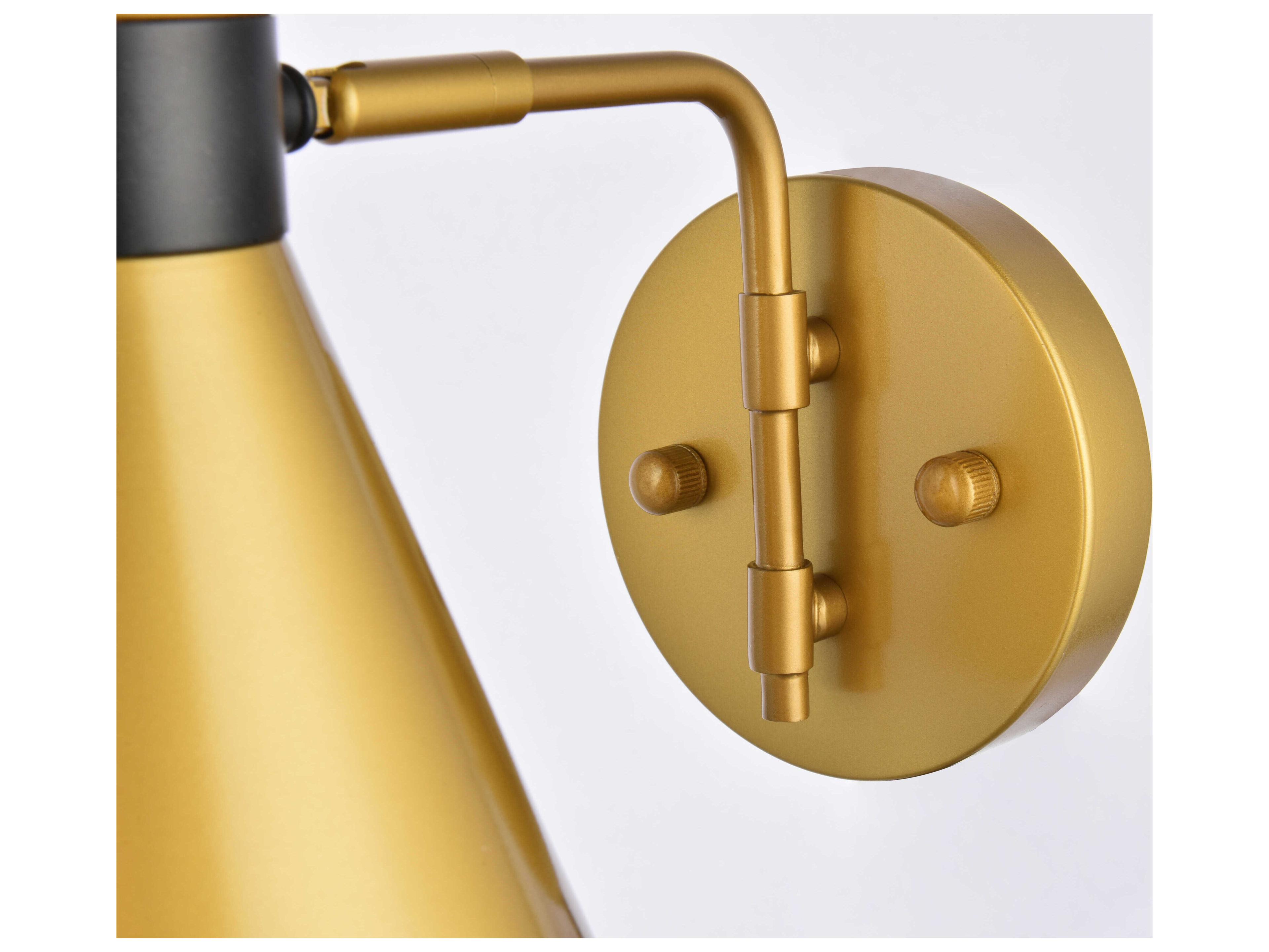 Elegant Lighting Halycon 1-Light Brass And Black Wall Sconce