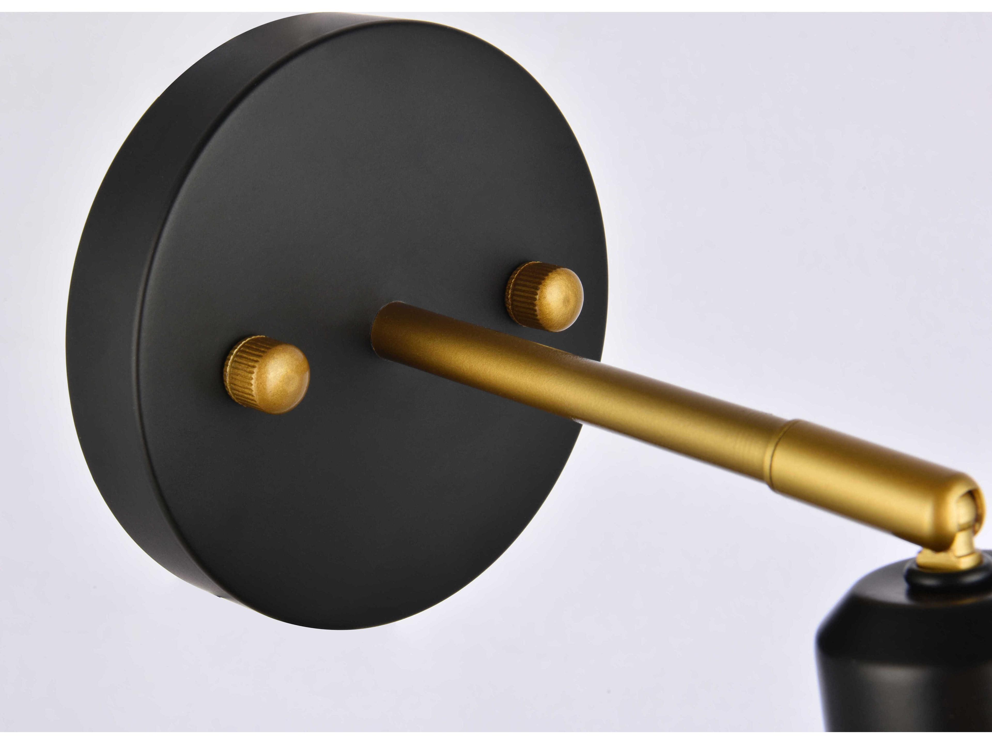 Elegant Lighting Halycon 1-Light Black And Brass Wall Sconce