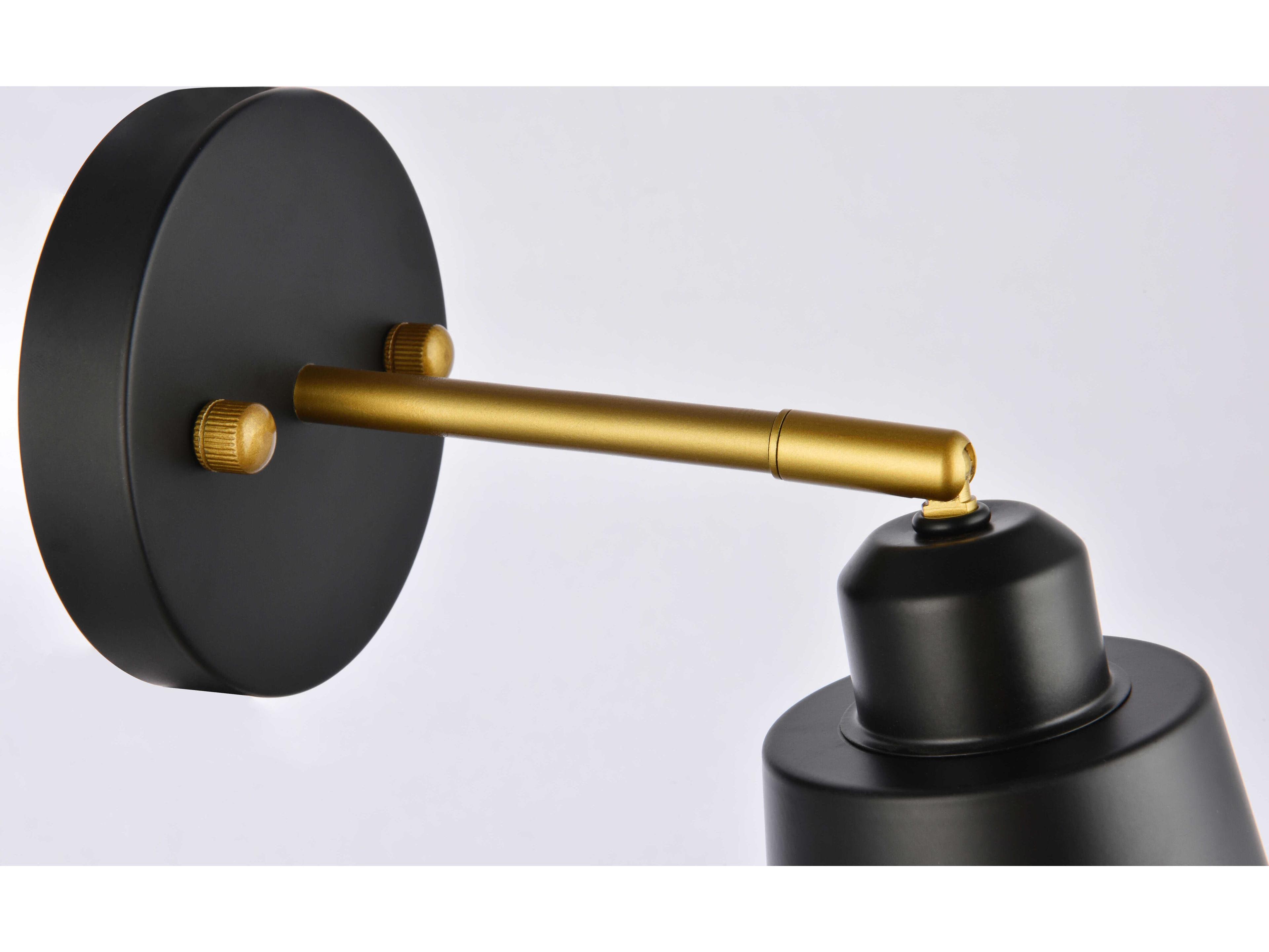 Elegant Lighting Halycon 1-Light Black And Brass Wall Sconce